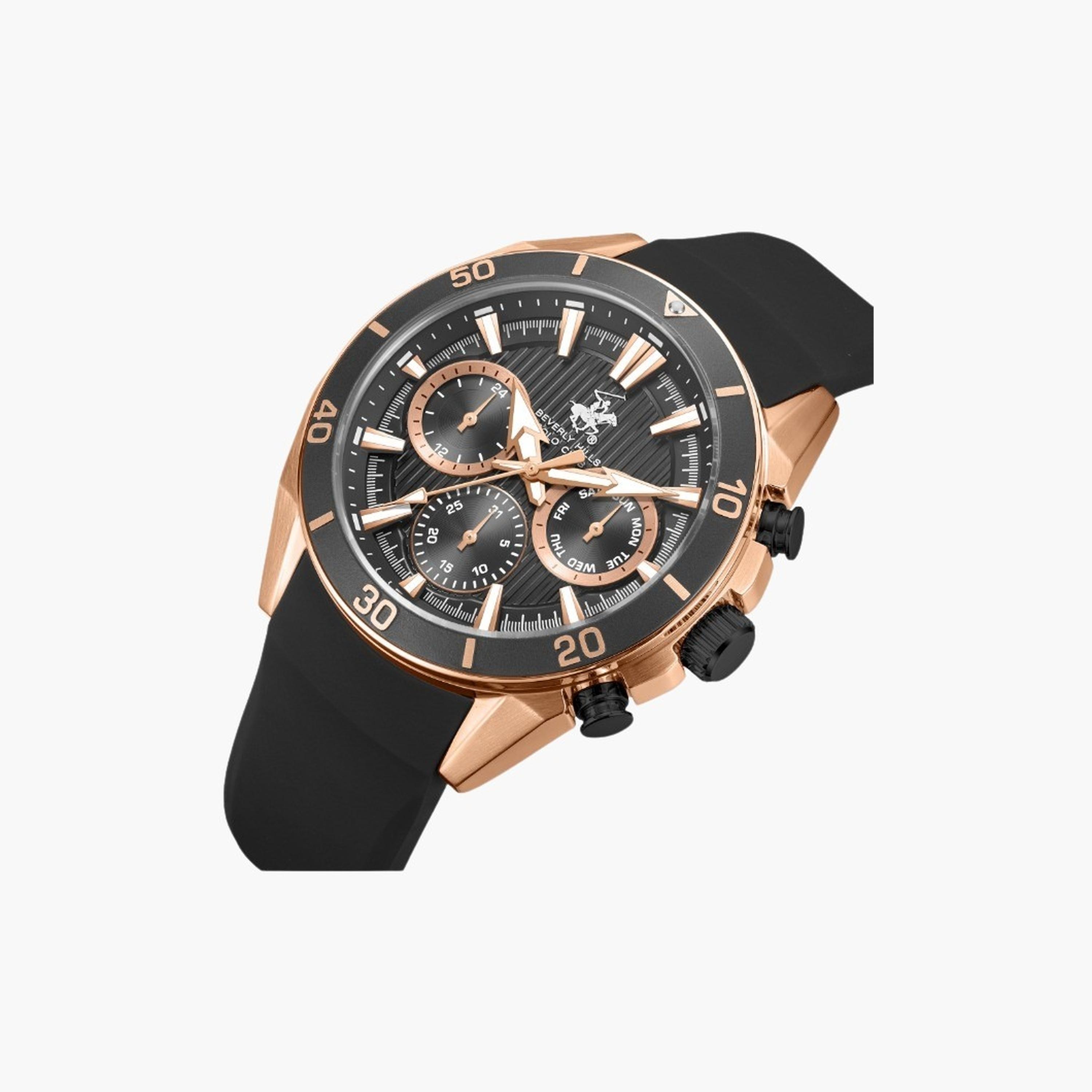 بيفرلي هيلز بولو كلزب- ساعة رجالية كرونوغراف سوار سيليكون لون رمادي-men-watchesandjewellery-watches-image-2