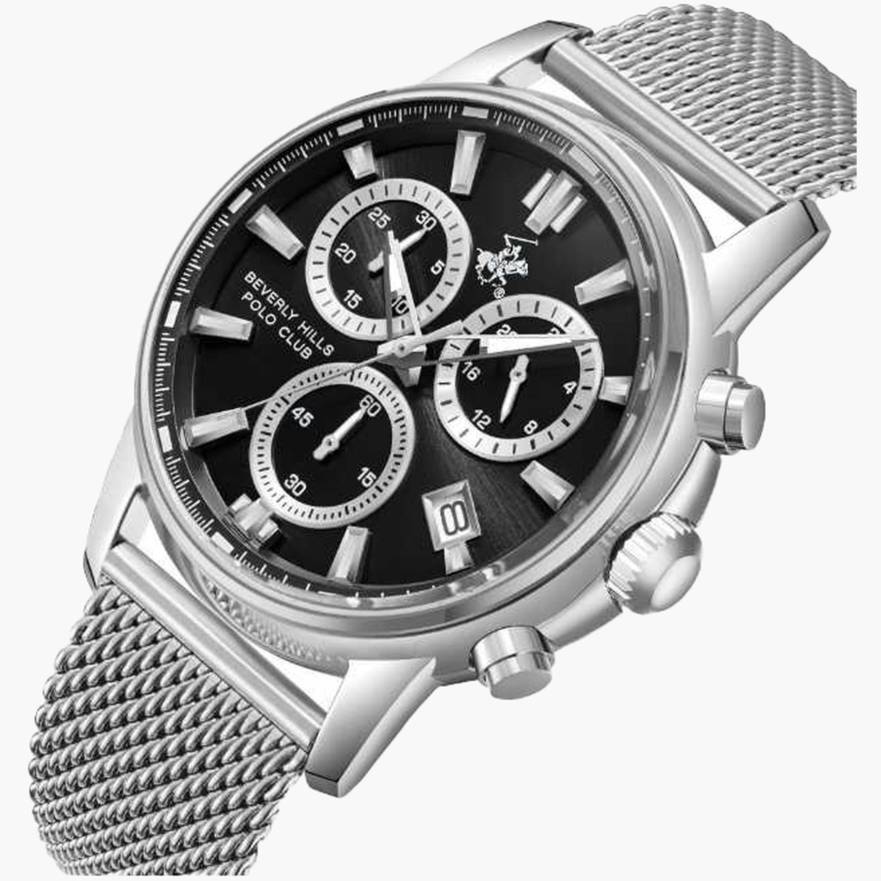 بيفرلي هيلز بولو كلزب- ساعة رجالية 44 مم كرونوغراف سوار معدني لون أسود-men-watchesandjewellery-watches-image-2