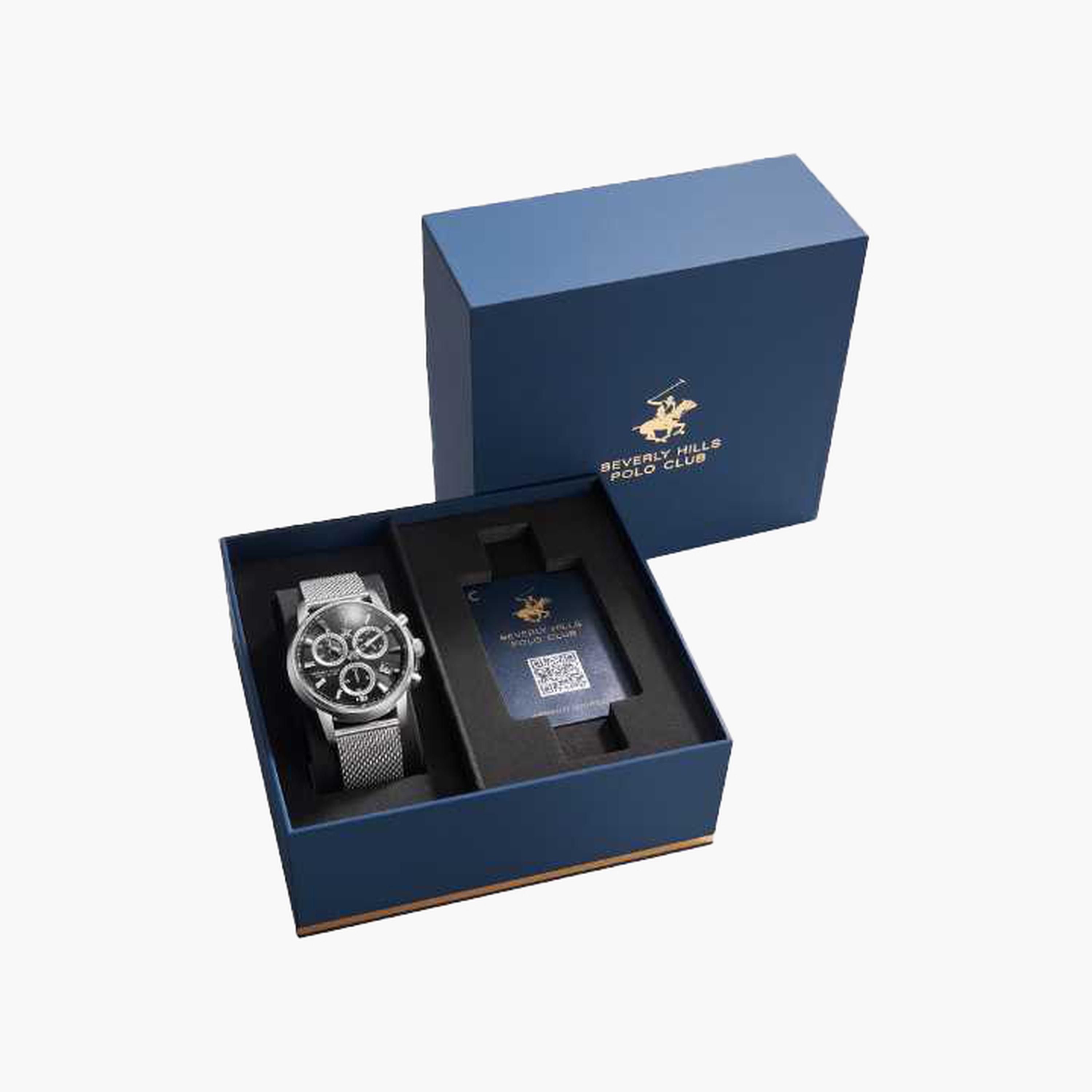 بيفرلي هيلز بولو كلزب- ساعة رجالية 44 مم كرونوغراف سوار معدني لون أسود-men-watchesandjewellery-watches-image-5