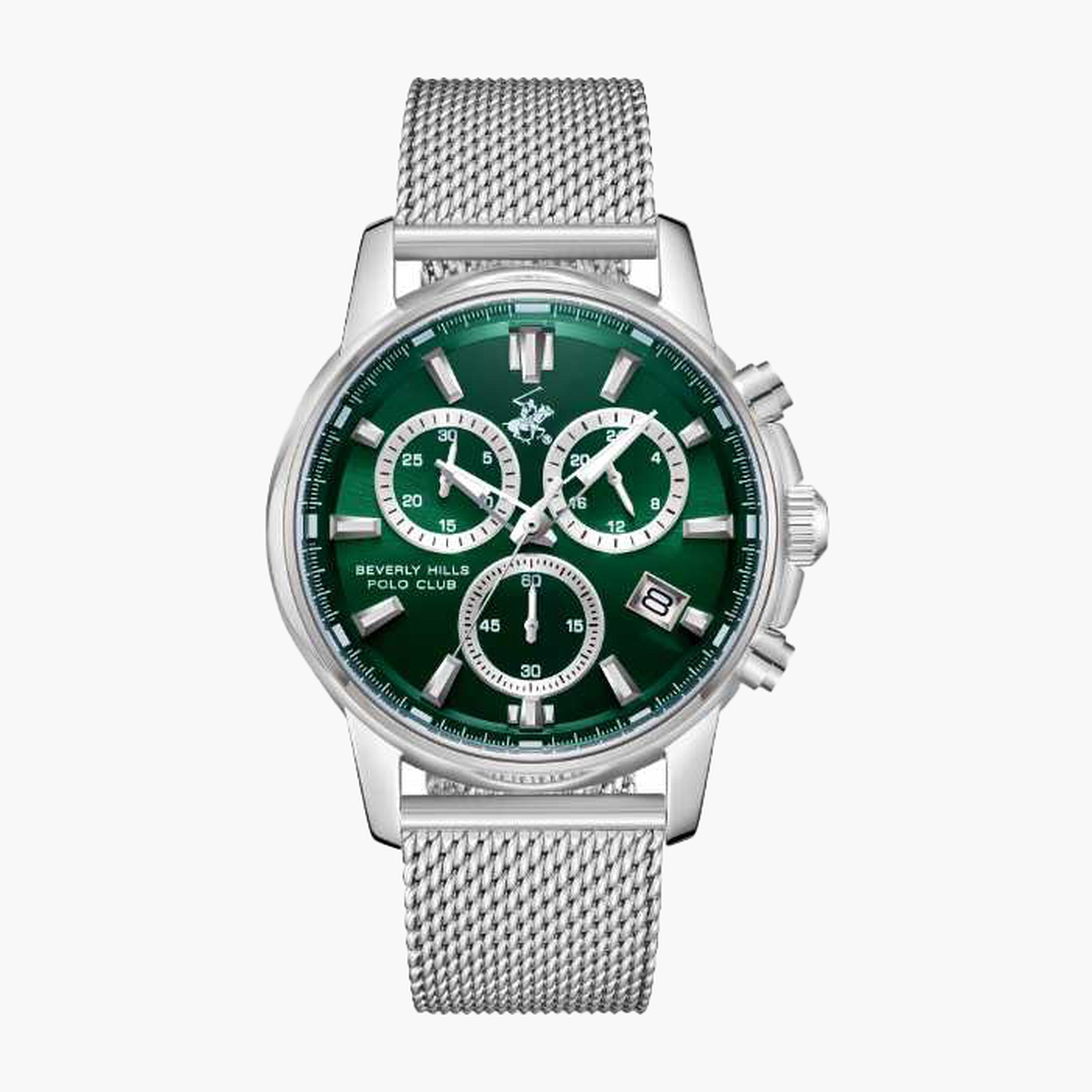 بيفرلي هيلز بولو كلزب- ساعة رجالية 44 مم كرونوغراف سوار معدني لون أخضر غامق-men-watchesandjewellery-watches-image-1