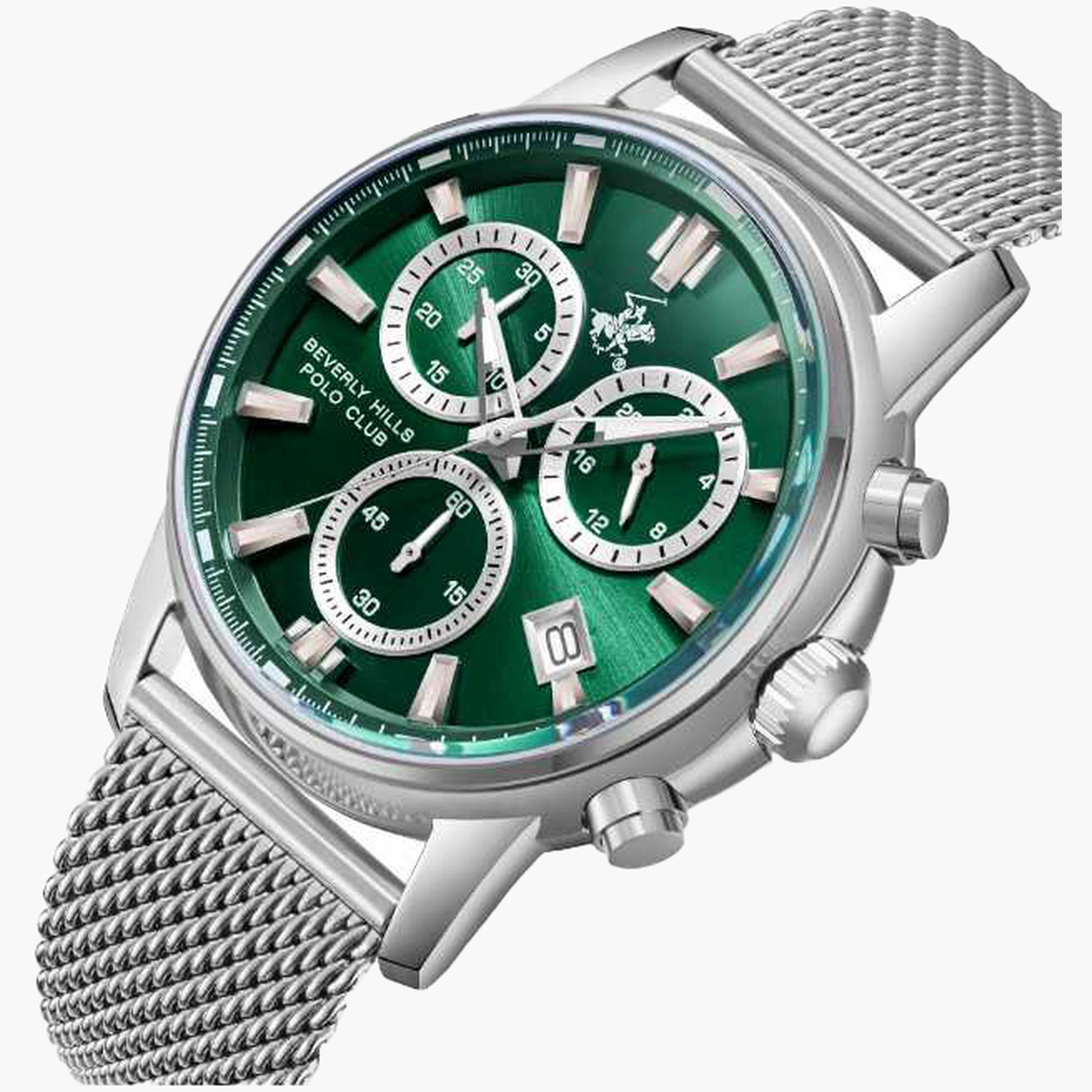 بيفرلي هيلز بولو كلزب- ساعة رجالية 44 مم كرونوغراف سوار معدني لون أخضر غامق-men-watchesandjewellery-watches-image-2