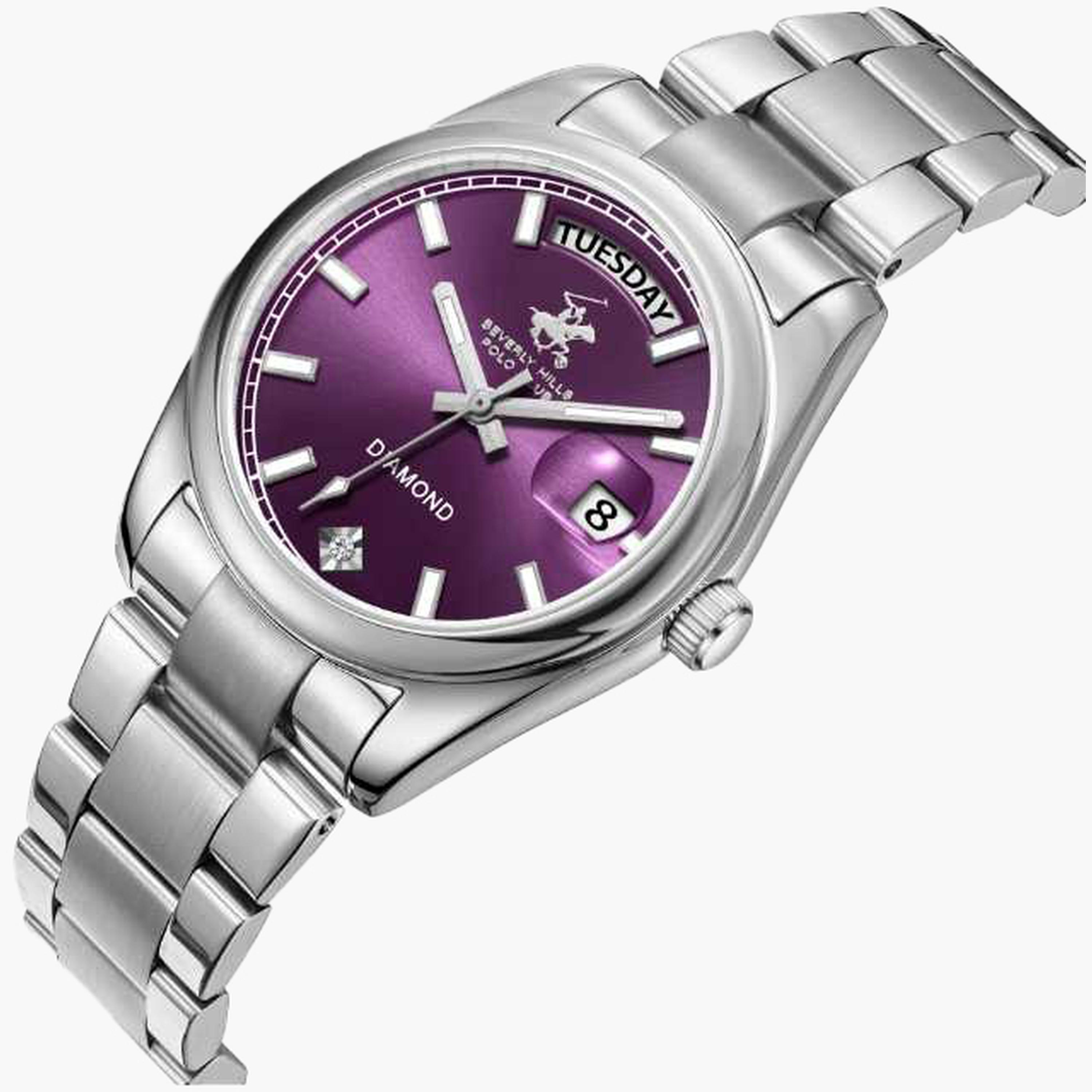 بيفرلي هيلز بولو كلزب- ساعة نسائية 34 مم تناظرية سوار معدني لون بنفسجي-women-watchesandjewellery-watches-image-4