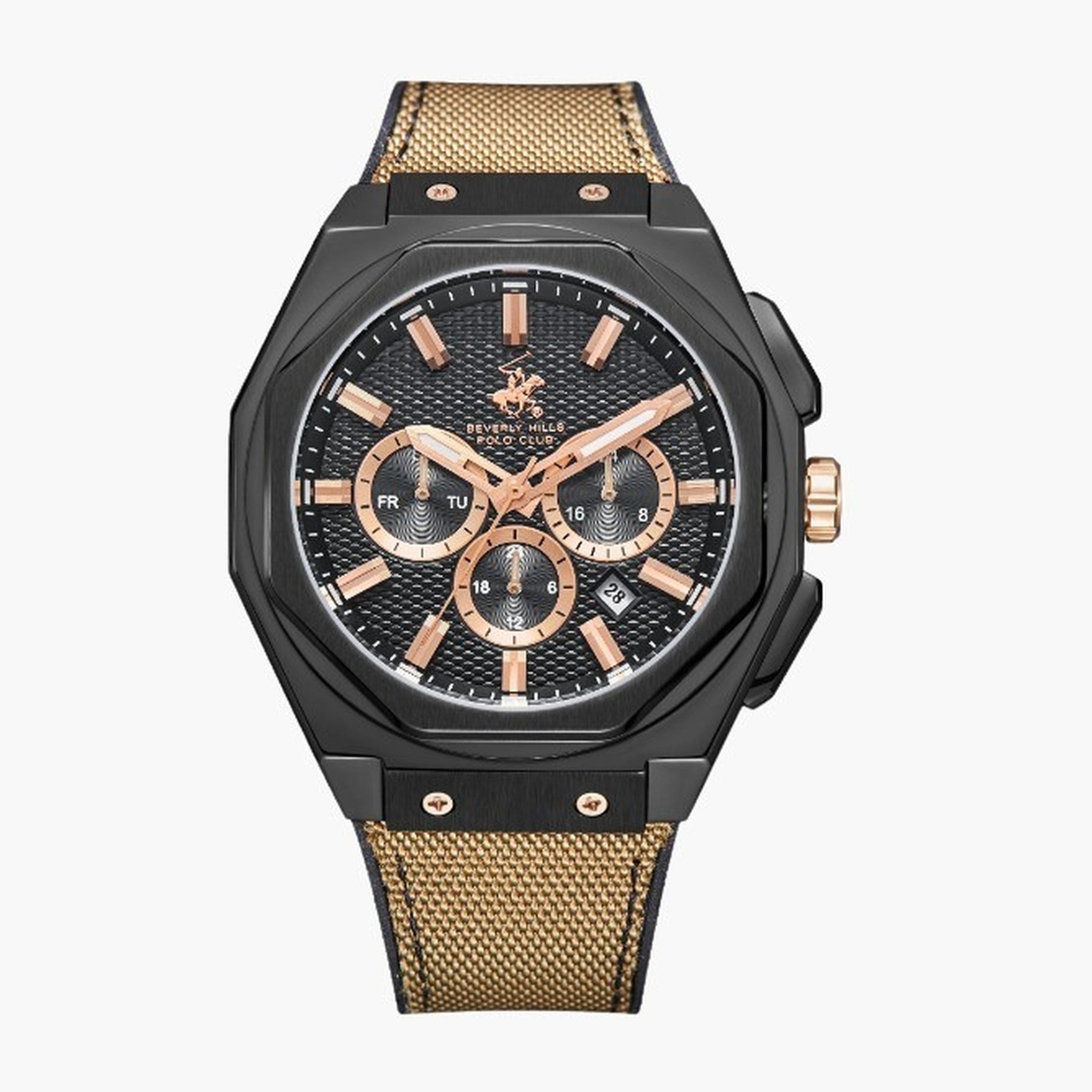 بيفرلي هيلز بولو كلزب- ساعة رجالية 45 مم كرونوغراف سوار سيليكون لون أسود-men-watchesandjewellery-watches-image-1