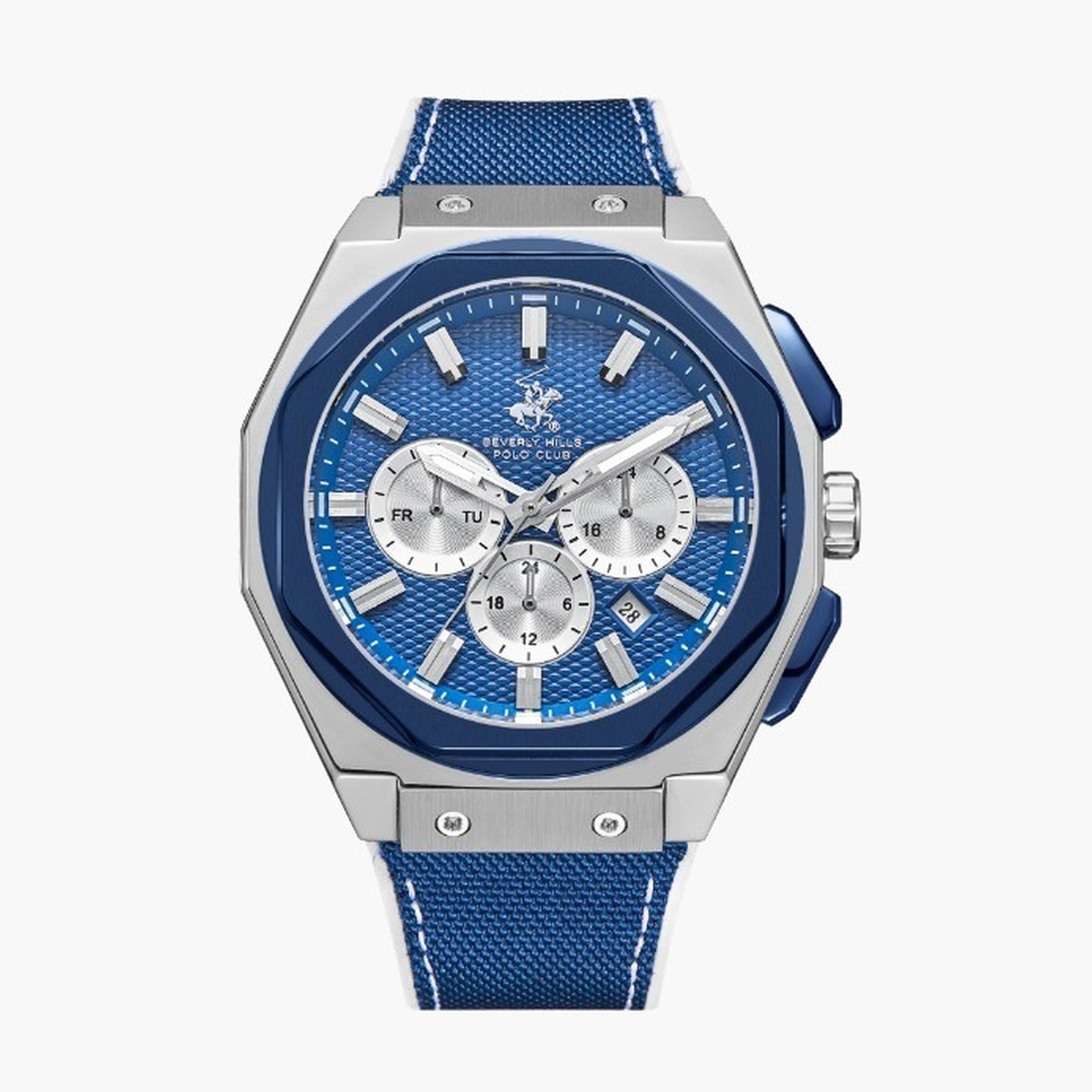 بيفرلي هيلز بولو كلزب- ساعة رجالية 45 مم كرونوغراف سوار سيليكون لون أزرق-men-watchesandjewellery-watches-image-1