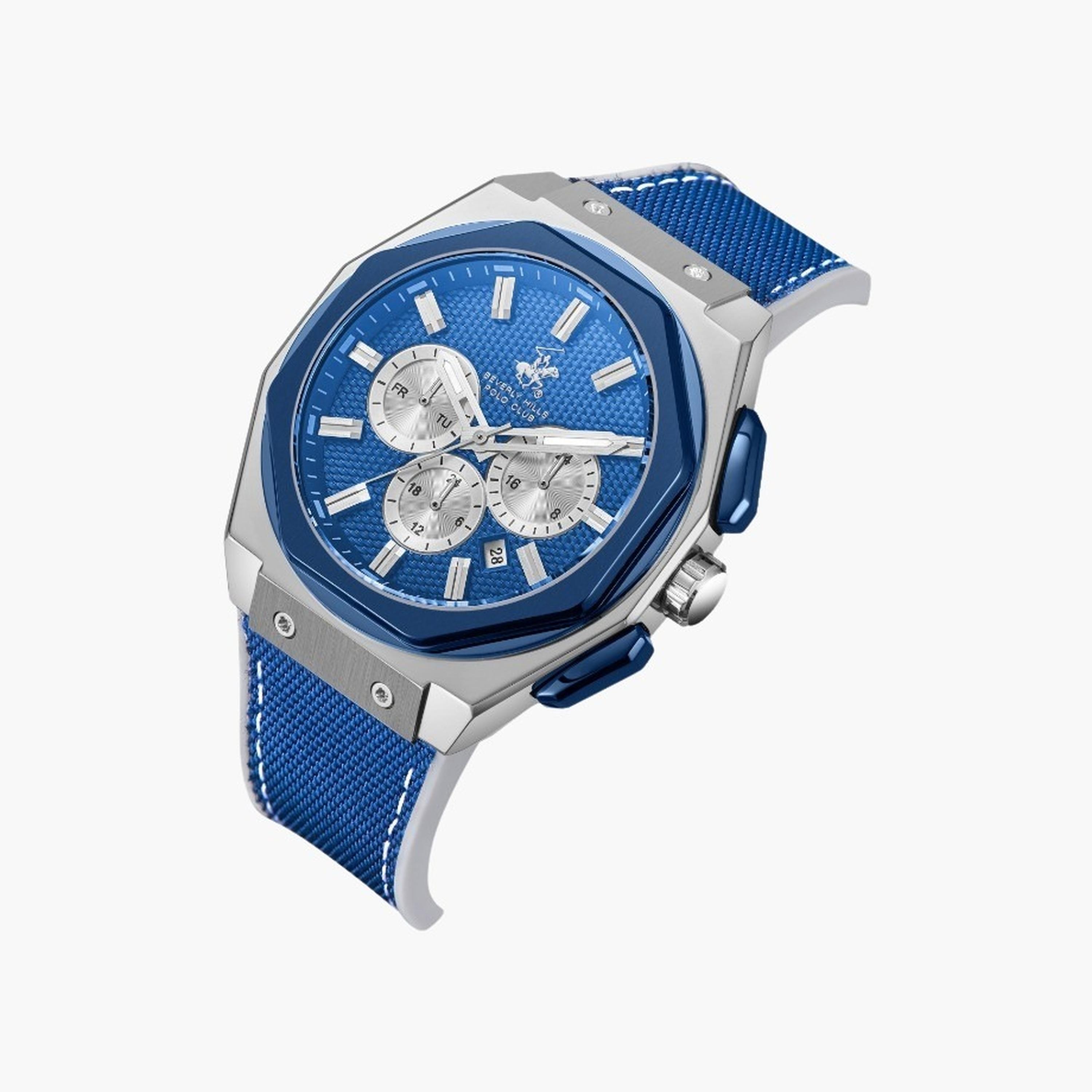 بيفرلي هيلز بولو كلزب- ساعة رجالية 45 مم كرونوغراف سوار سيليكون لون أزرق-men-watchesandjewellery-watches-image-2