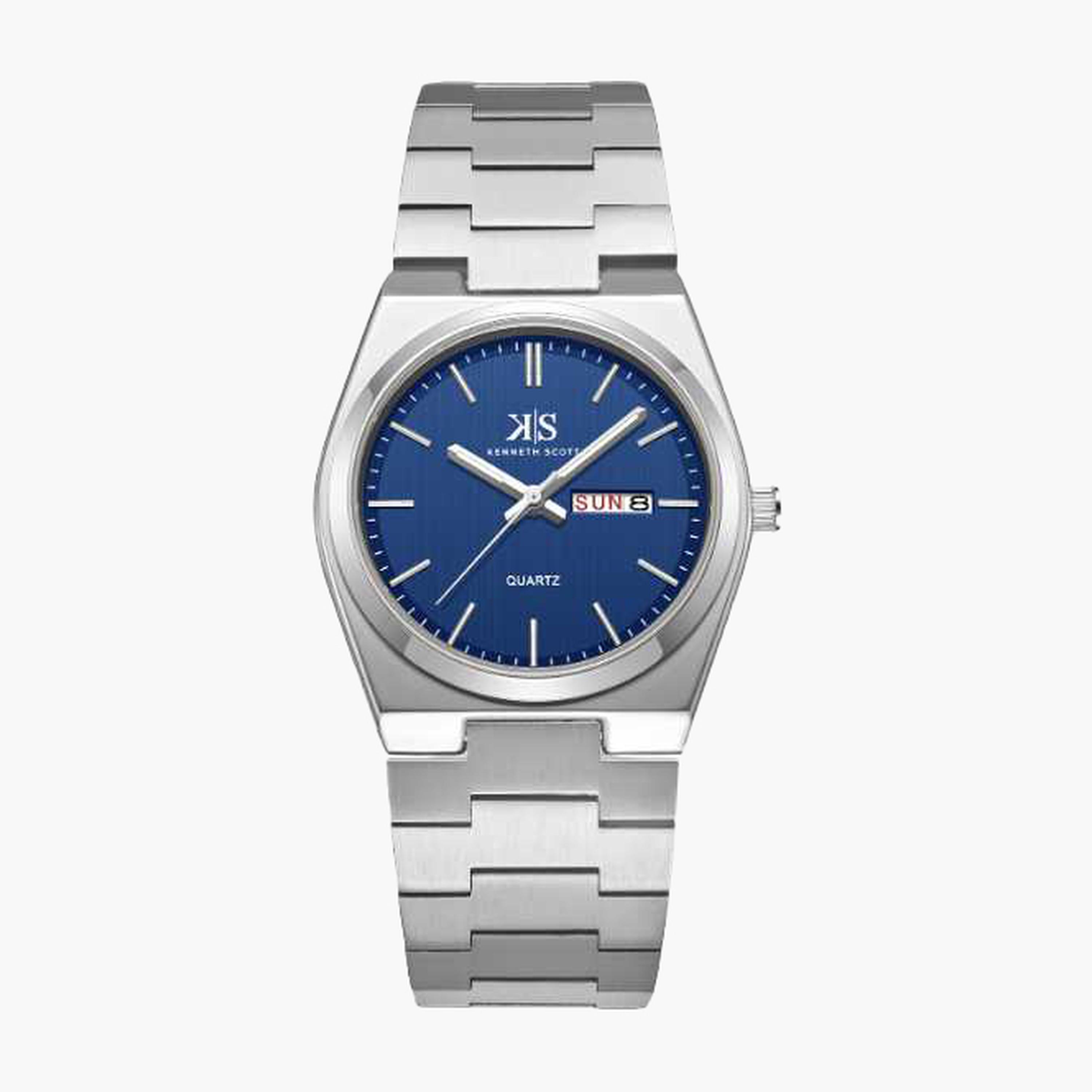 Kenneth Scott Men's 40MM Silver Analog Stainless Steel Strap Watch | K24011-SBSN-men-watchesandjewellery-watches-image-1
