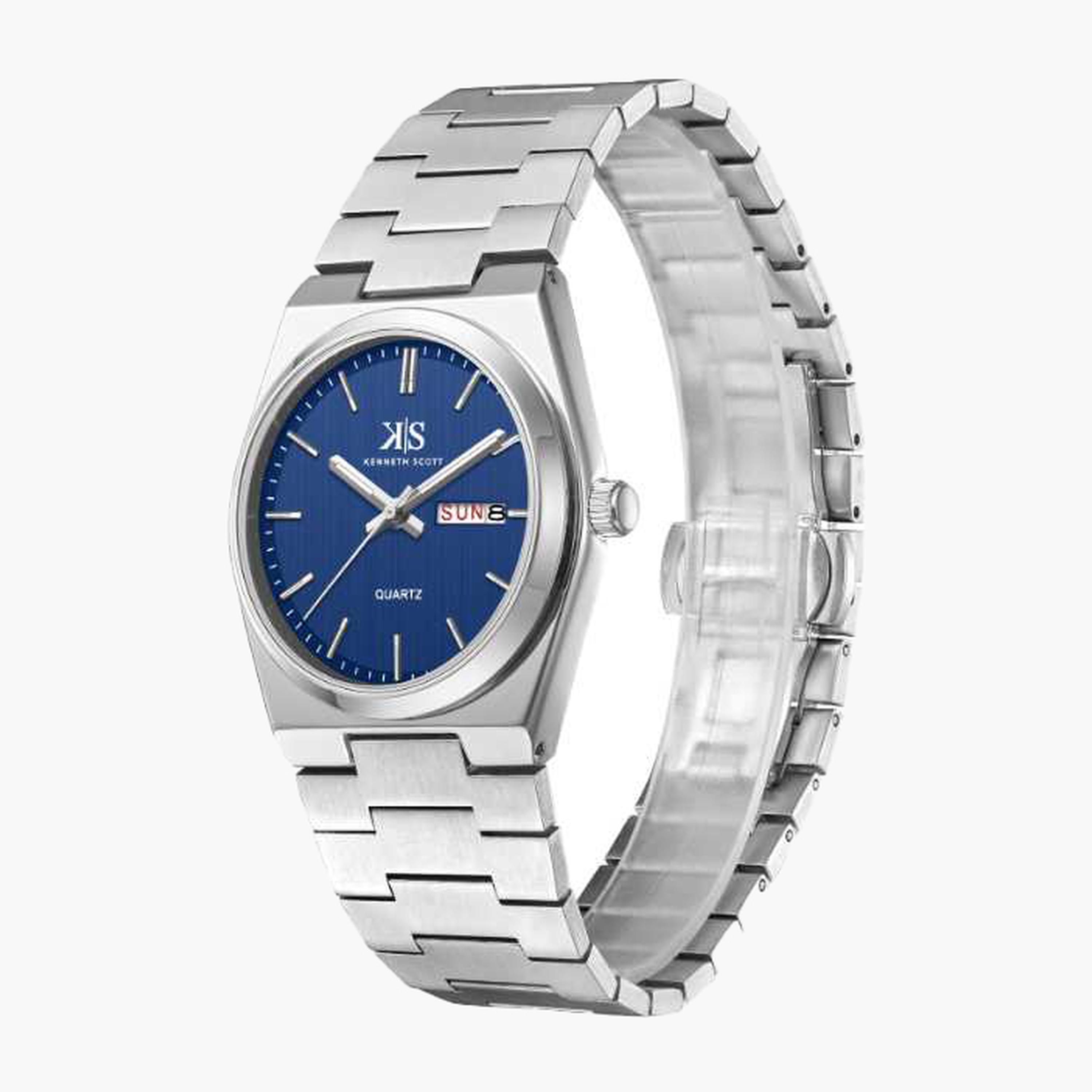 Kenneth Scott Men's 40MM Silver Analog Stainless Steel Strap Watch | K24011-SBSN-men-watchesandjewellery-watches-image-2