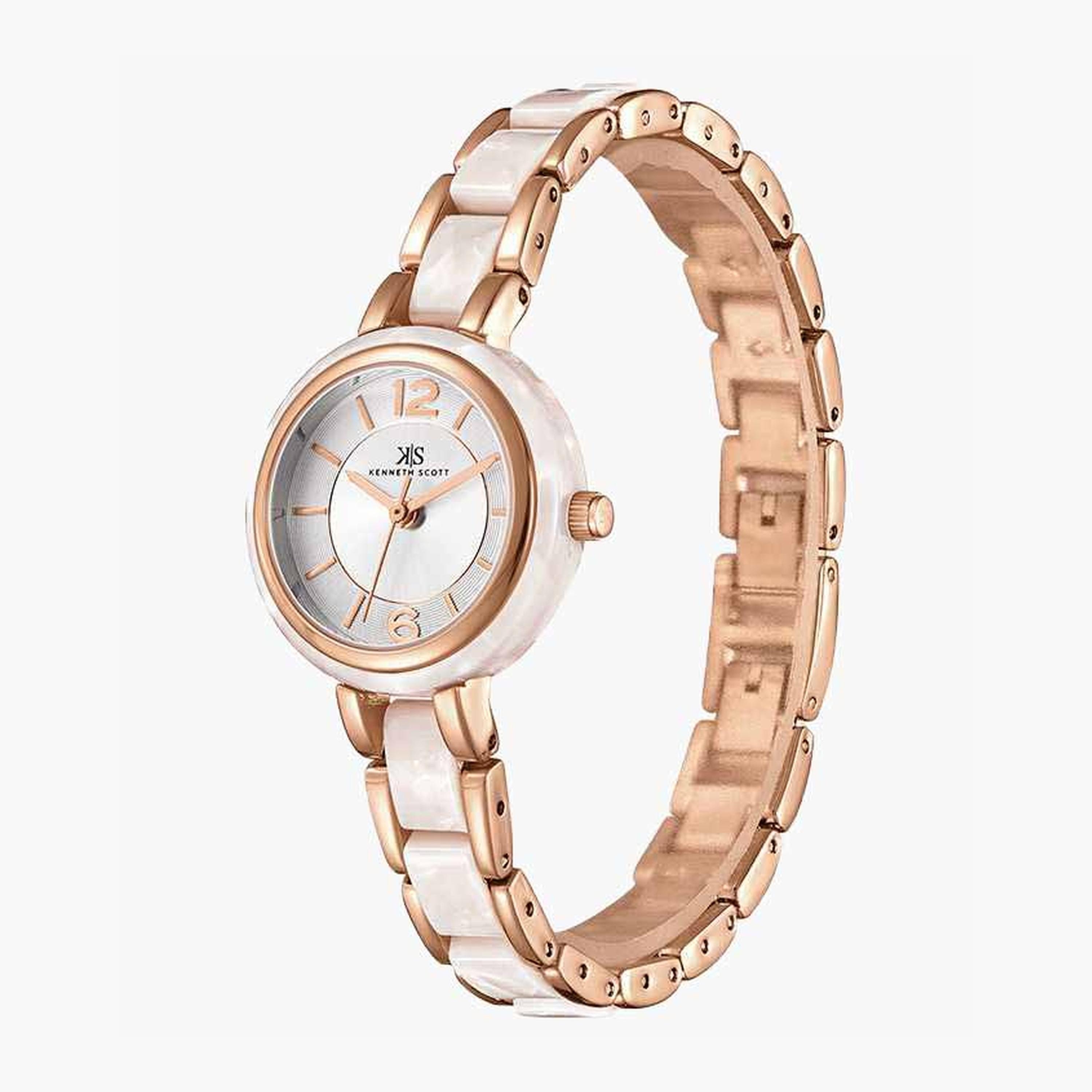 كينيث سكوت- ساعة نسائية تناظرية سوار بلاستيكي محقون لون أبيض-women-watchesandjewellery-watches-image-2