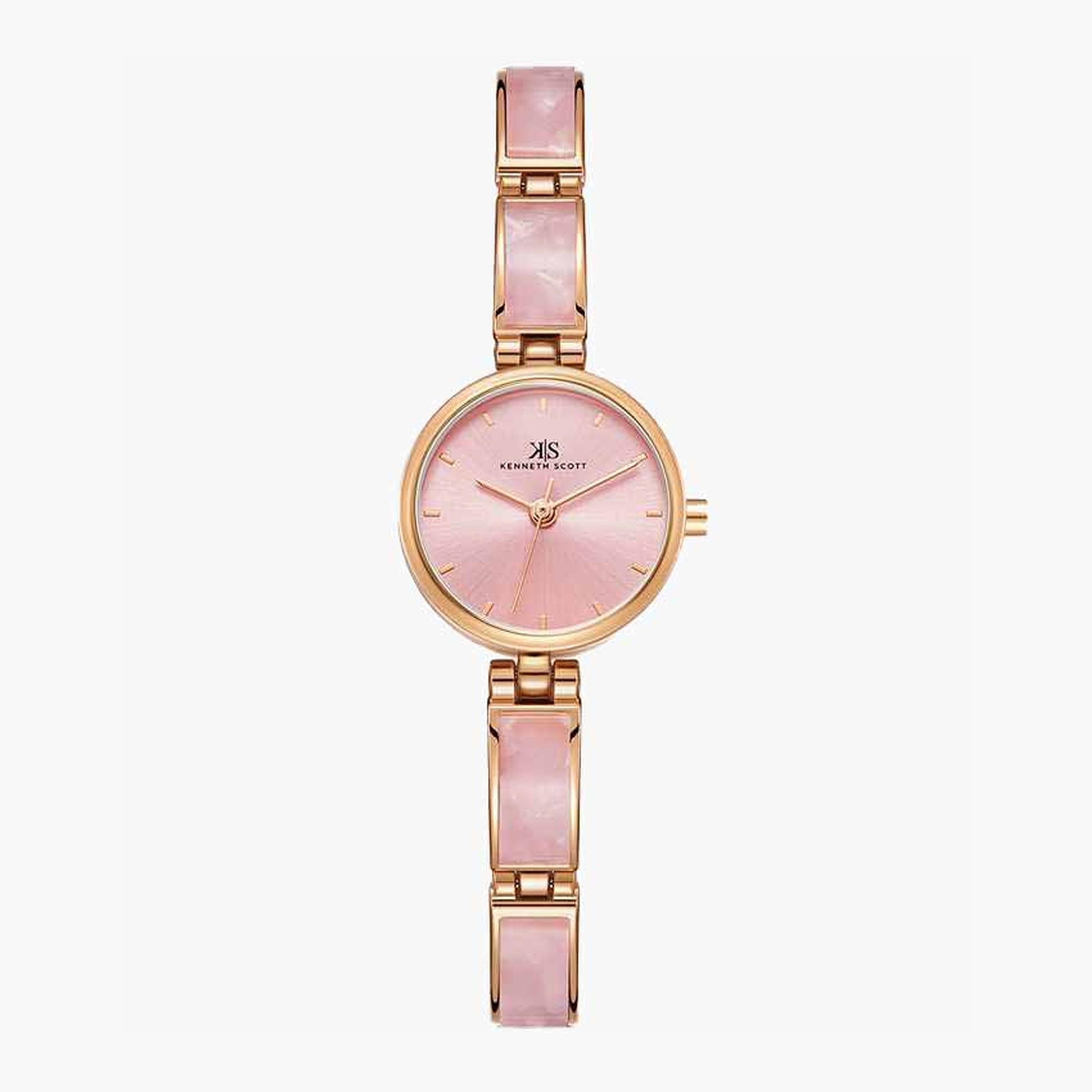Kenneth Scott Women's 22MM Pink Analog Plastic Strap Watch | K24502-RCPP-women-watchesandjewellery-watches-image-1