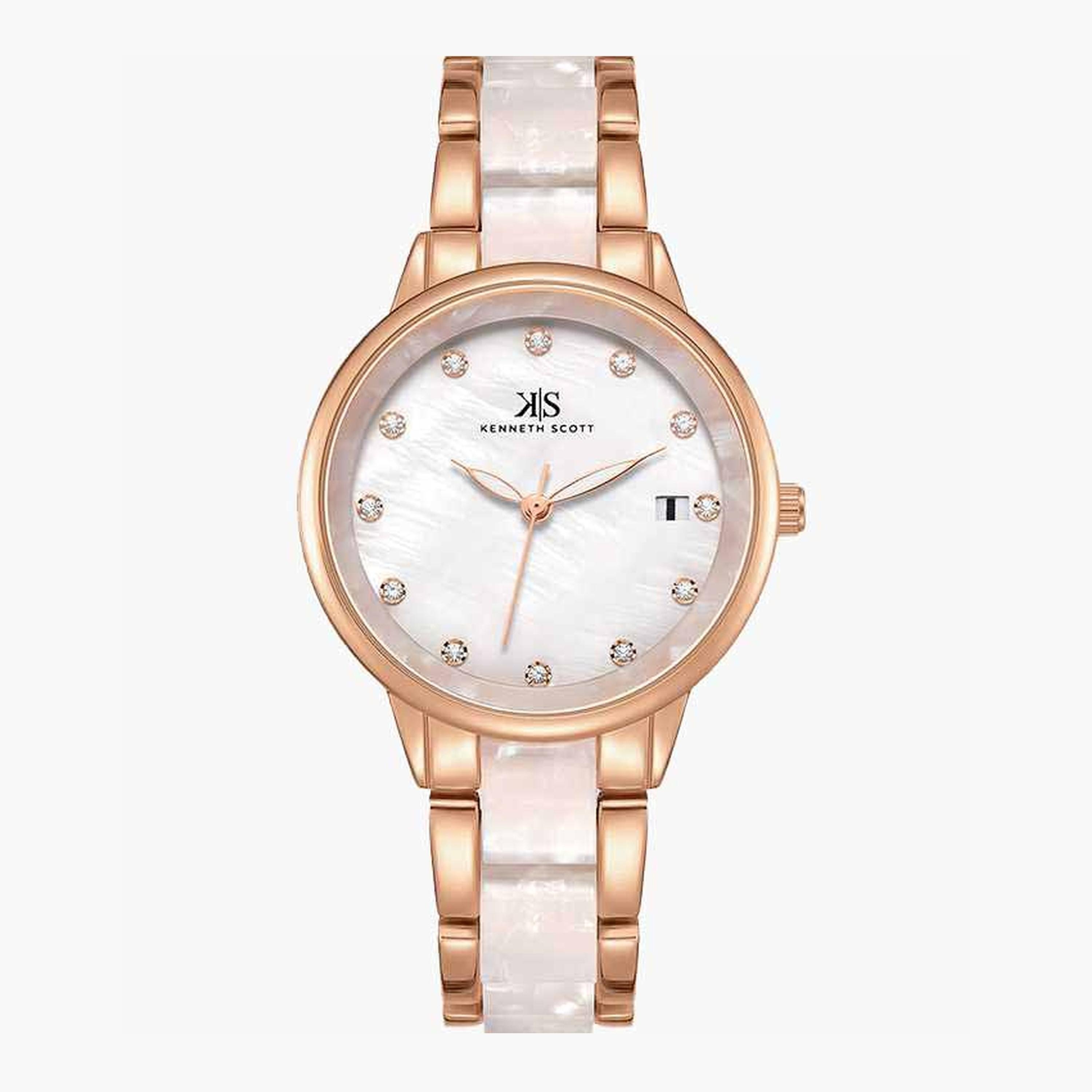 Kenneth Scott Women's 10.3MM Multicolour Analog Plastic Strap Watch | K24503-RCWM-women-watchesandjewellery-watches-image-1