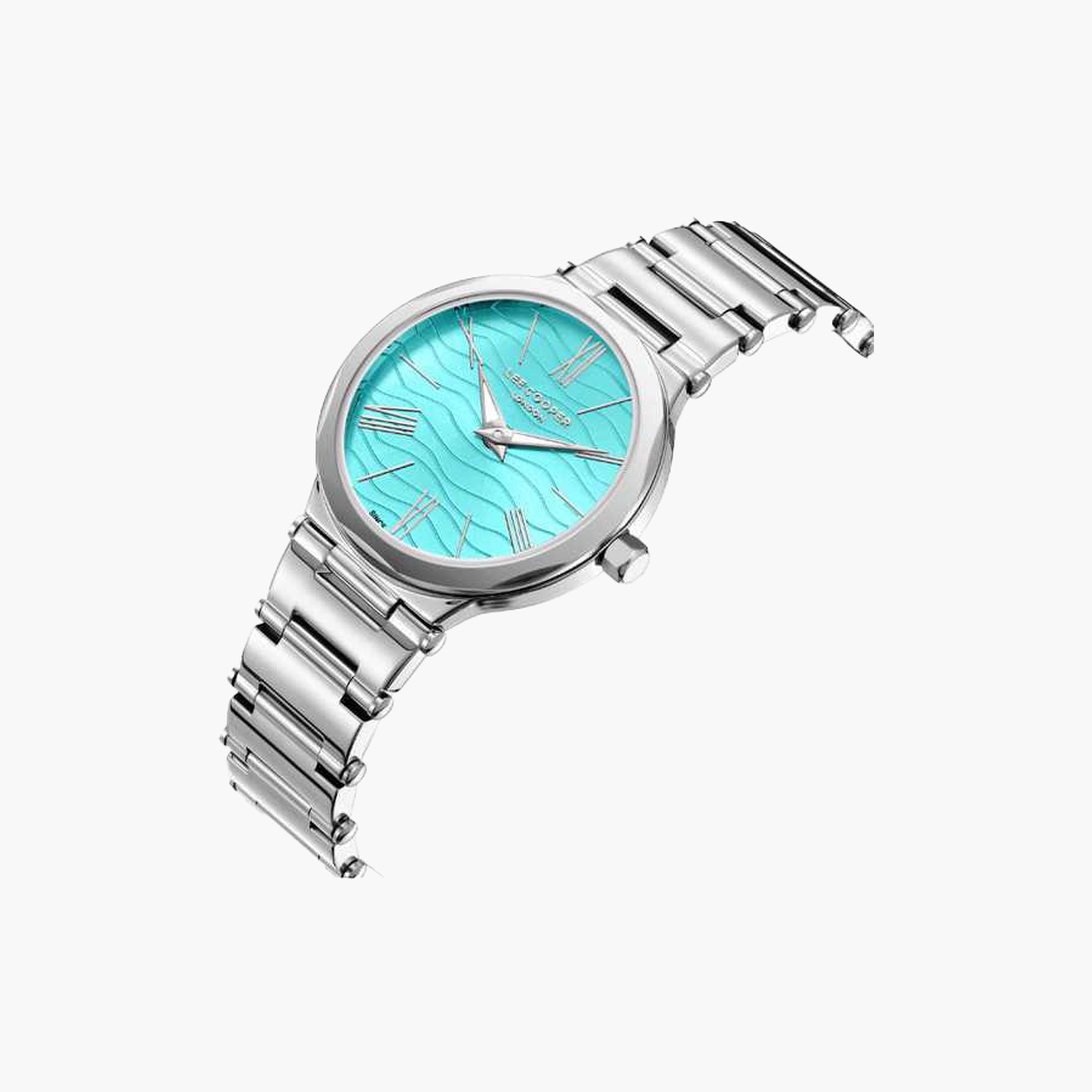 لي كوبر- ساعة نسائية 34 مم تناظرية سوار معدني لون أزرق-women-watchesandjewellery-watches-image-4
