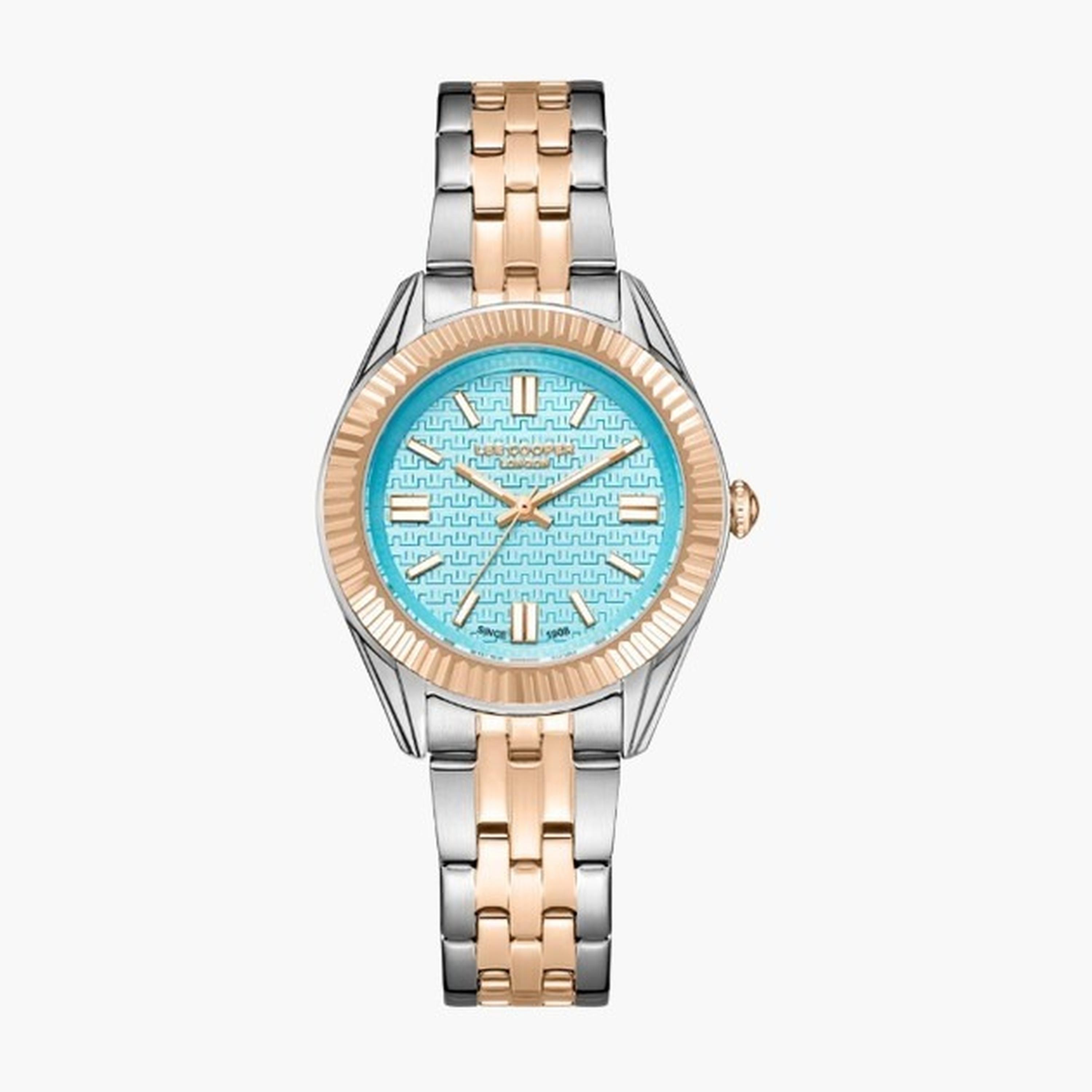 لي كوبر- ساعة نسائية 34 مم تناظرية سوار معدني لون أزرق-women-watchesandjewellery-watches-image-1