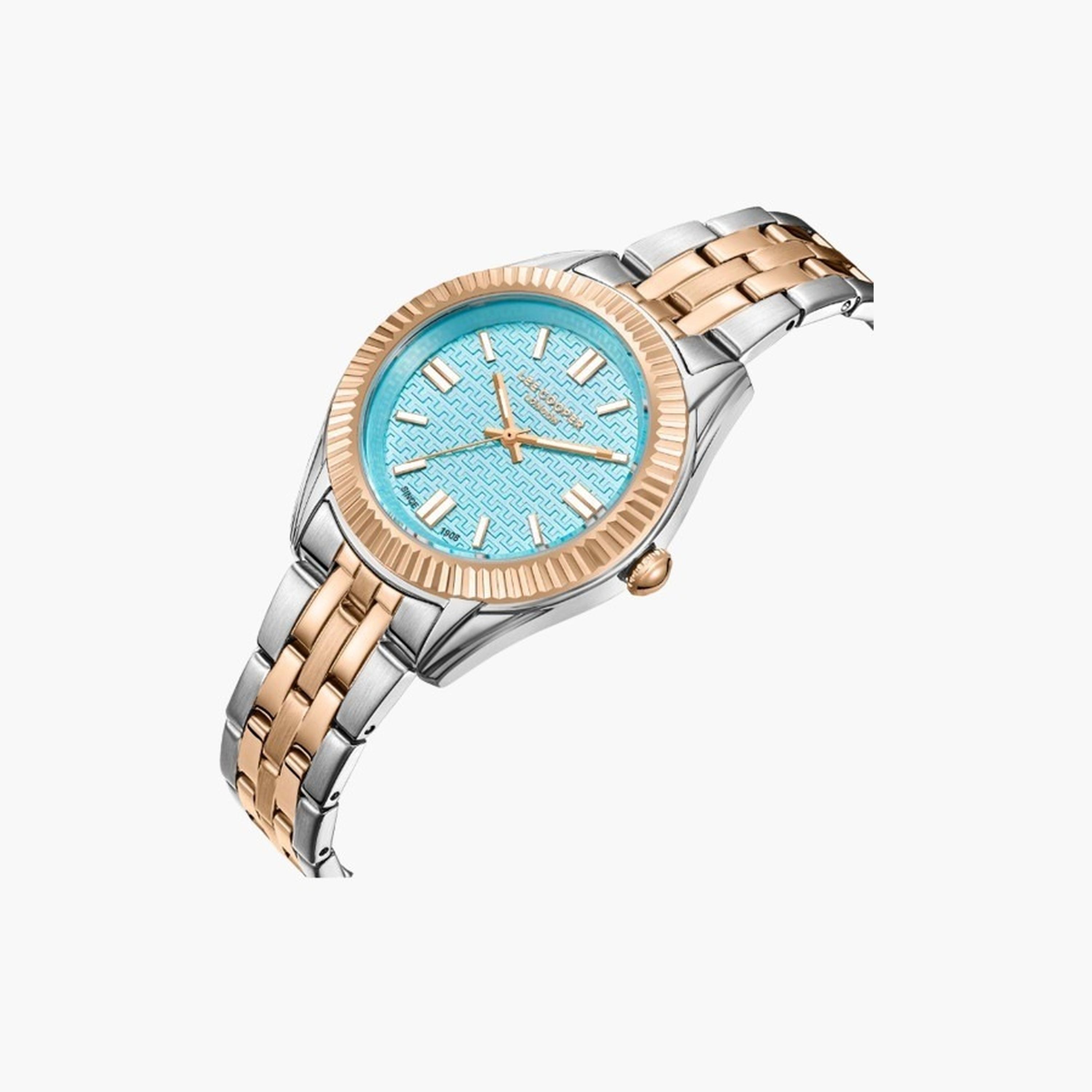 لي كوبر- ساعة نسائية 34 مم تناظرية سوار معدني لون أزرق-women-watchesandjewellery-watches-image-2