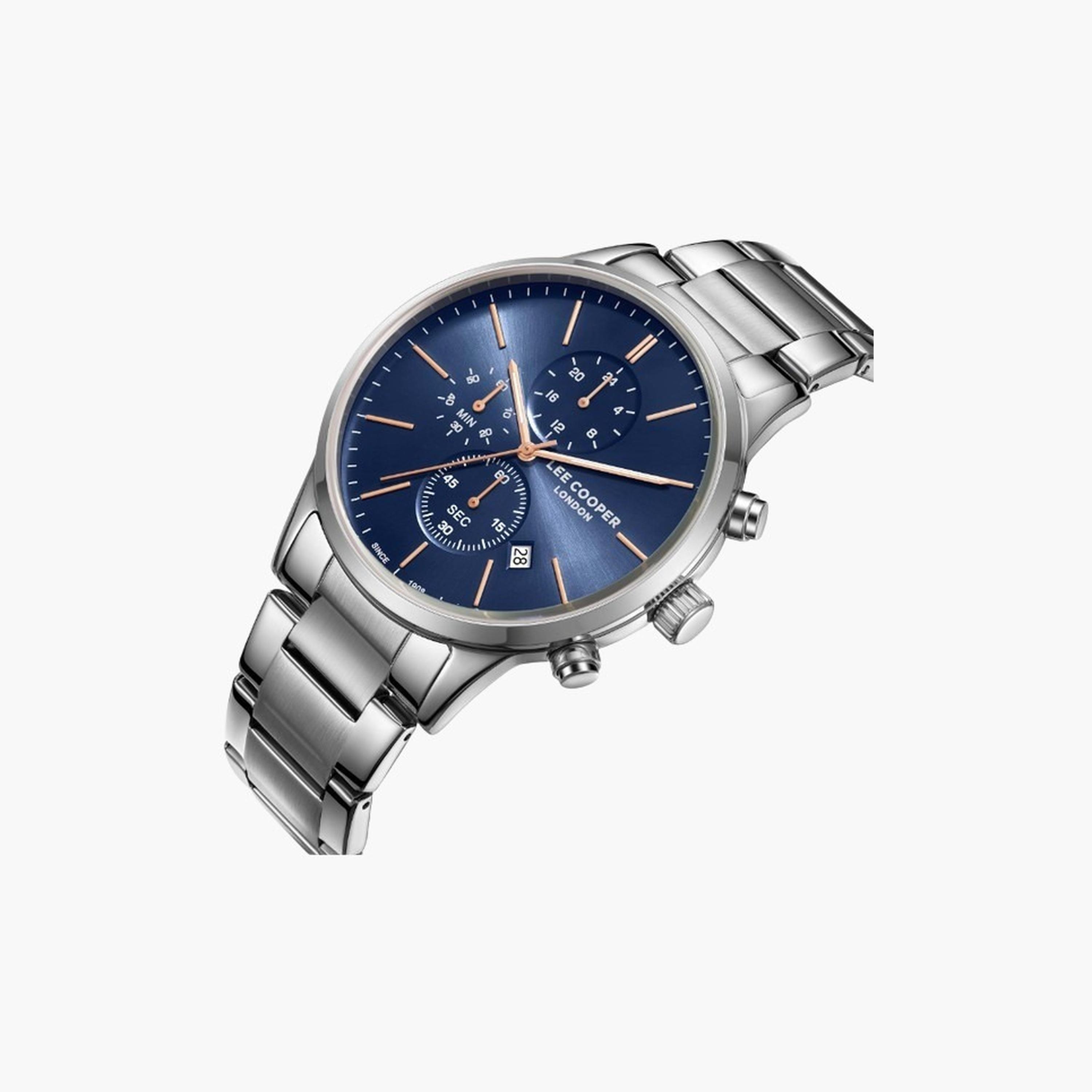 لي كوبر- ساعة رجالية كرونوغراف سوار معدني لون أزرق-men-watchesandjewellery-watches-image-2