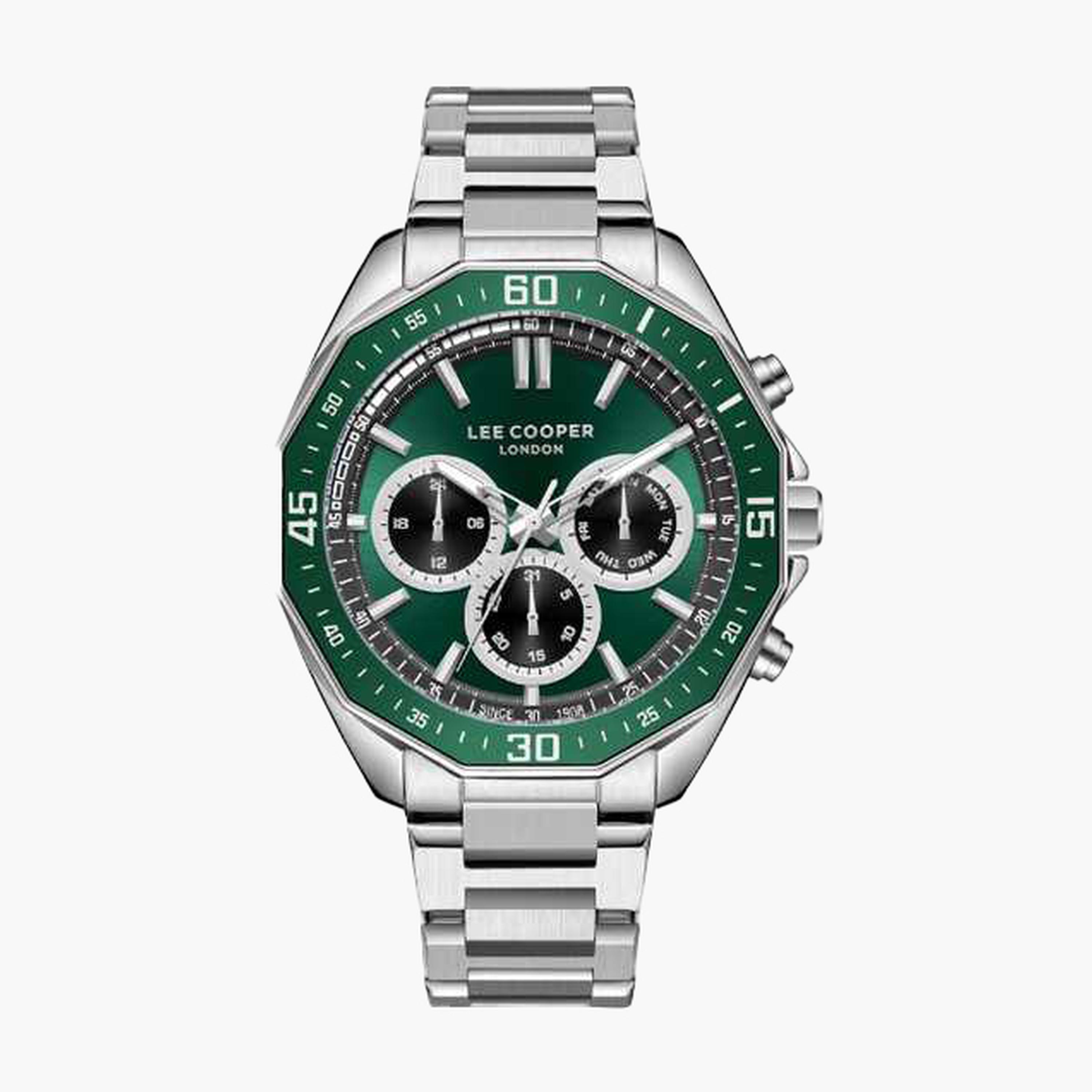 لي كوبر- ساعة رجالية 45 مم كرونوغراف سوار معدني لون أخضر-men-watchesandjewellery-watches-image-1