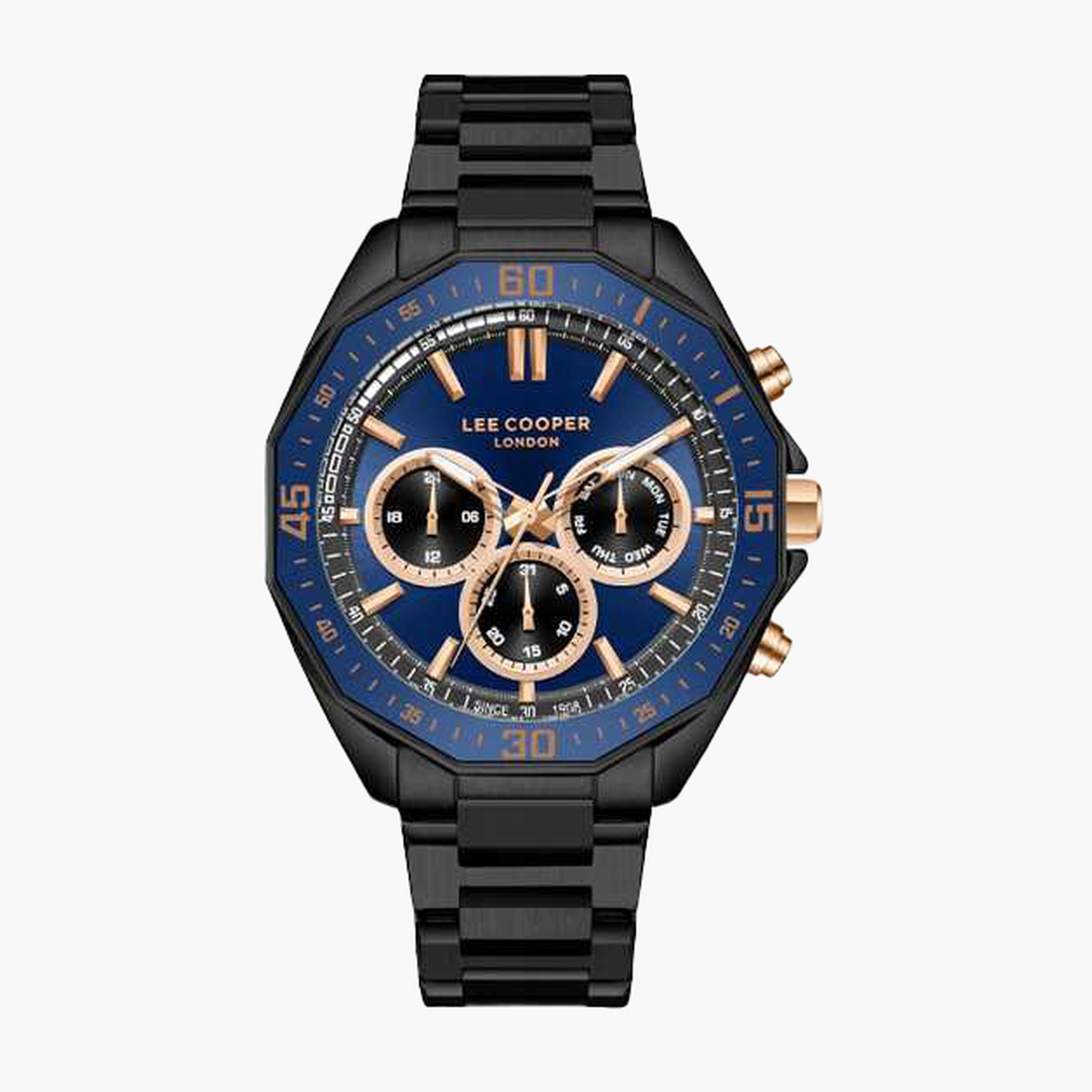 لي كوبر- ساعة رجالية 45 مم كرونوغراف سوار معدني لون أزرق-men-watchesandjewellery-watches-image-1