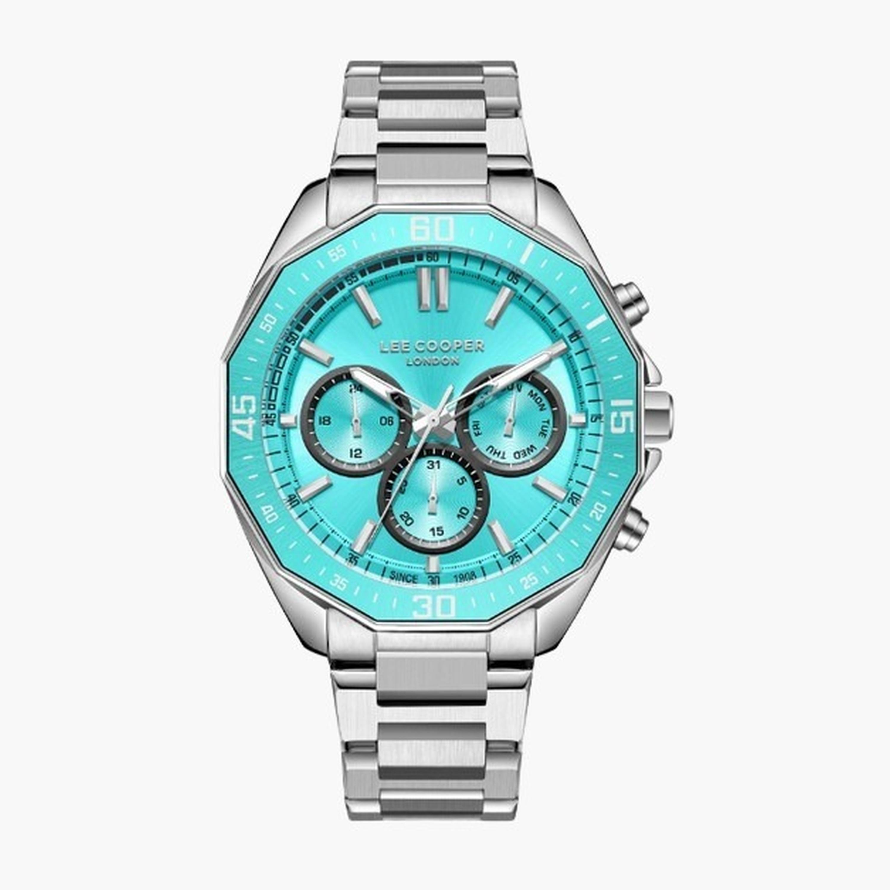 لي كوبر- ساعة رجالية 45 مم كرونوغراف سوار معدني لون أزرق-men-watchesandjewellery-watches-image-1