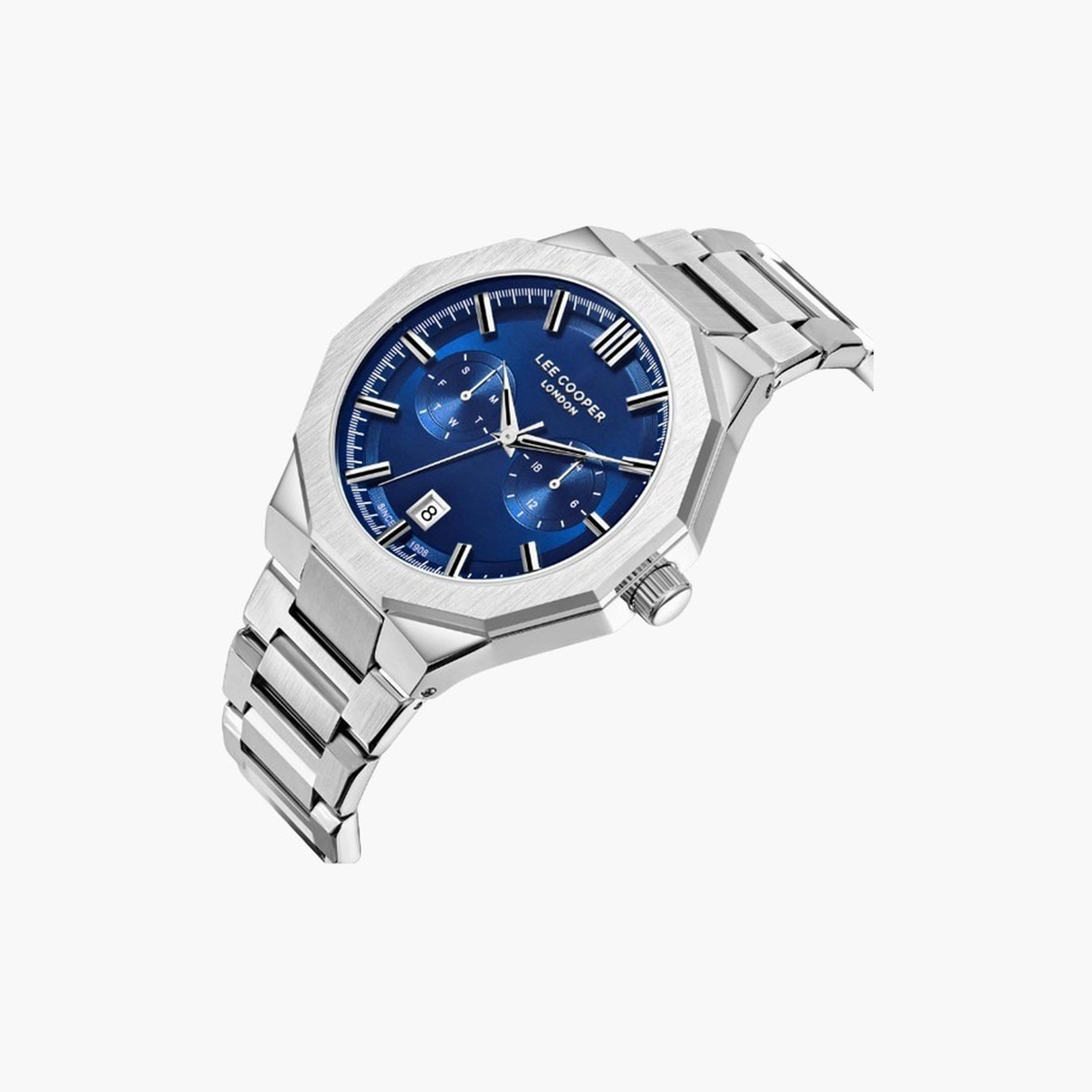 لي كوبر- ساعة رجالية 44 مم كرونوغراف سوار معدني لون أزرق-men-watchesandjewellery-watches-image-2