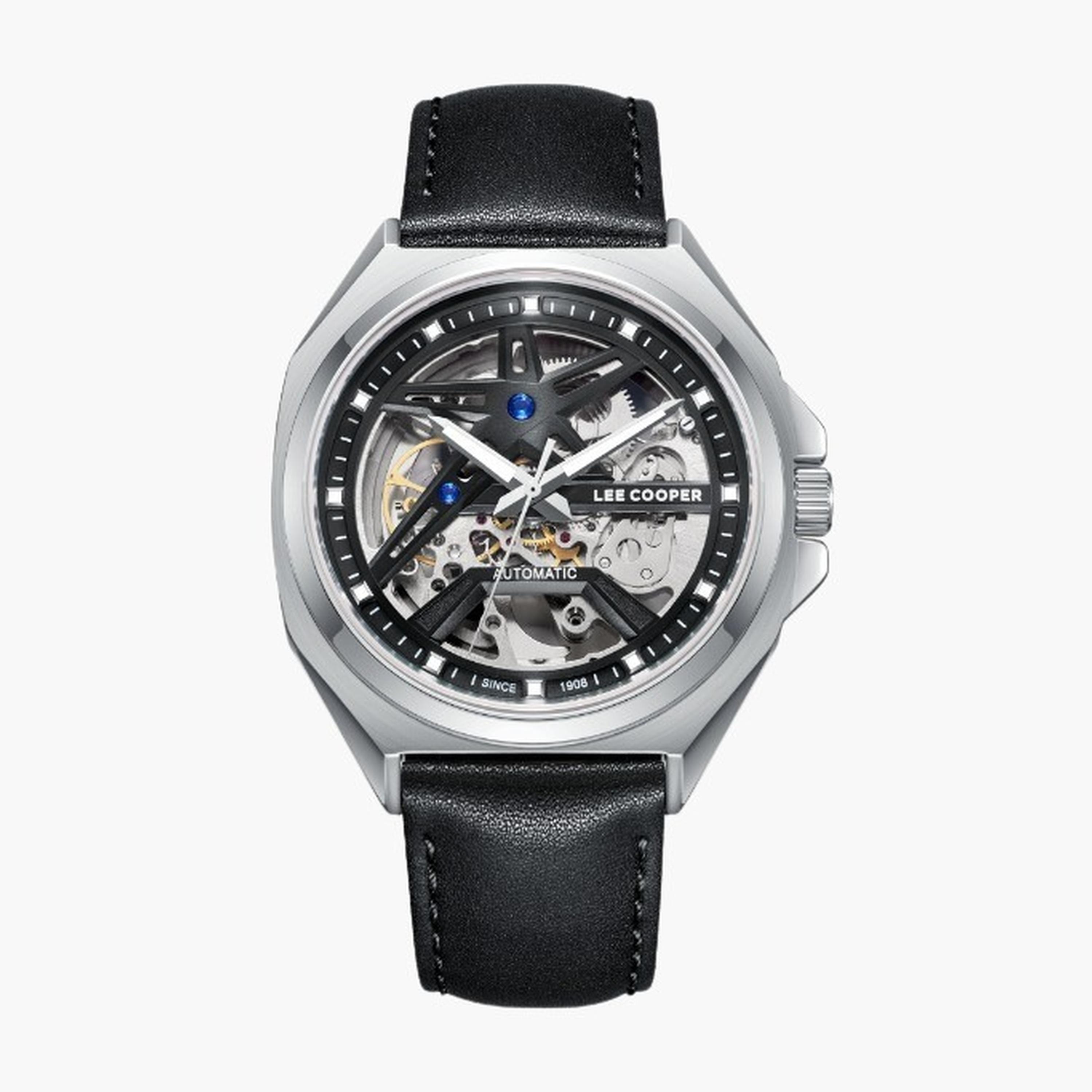 Lee Cooper Men's 44MM Black Automatic Leather Strap Watch | LC08103.351-men-watchesandjewellery-watches-image-1