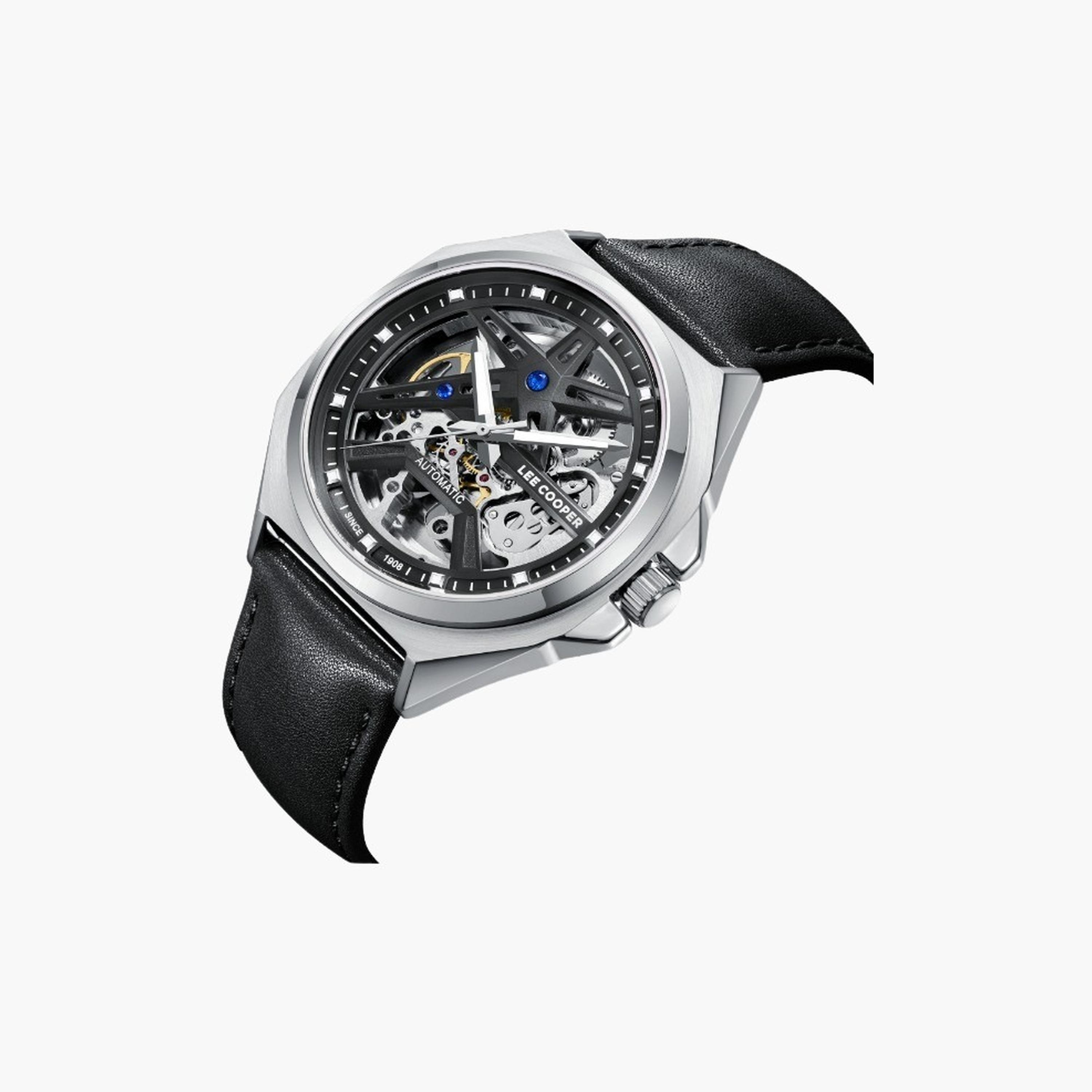 Lee Cooper Men's 44MM Black Automatic Leather Strap Watch | LC08103.351-men-watchesandjewellery-watches-image-2