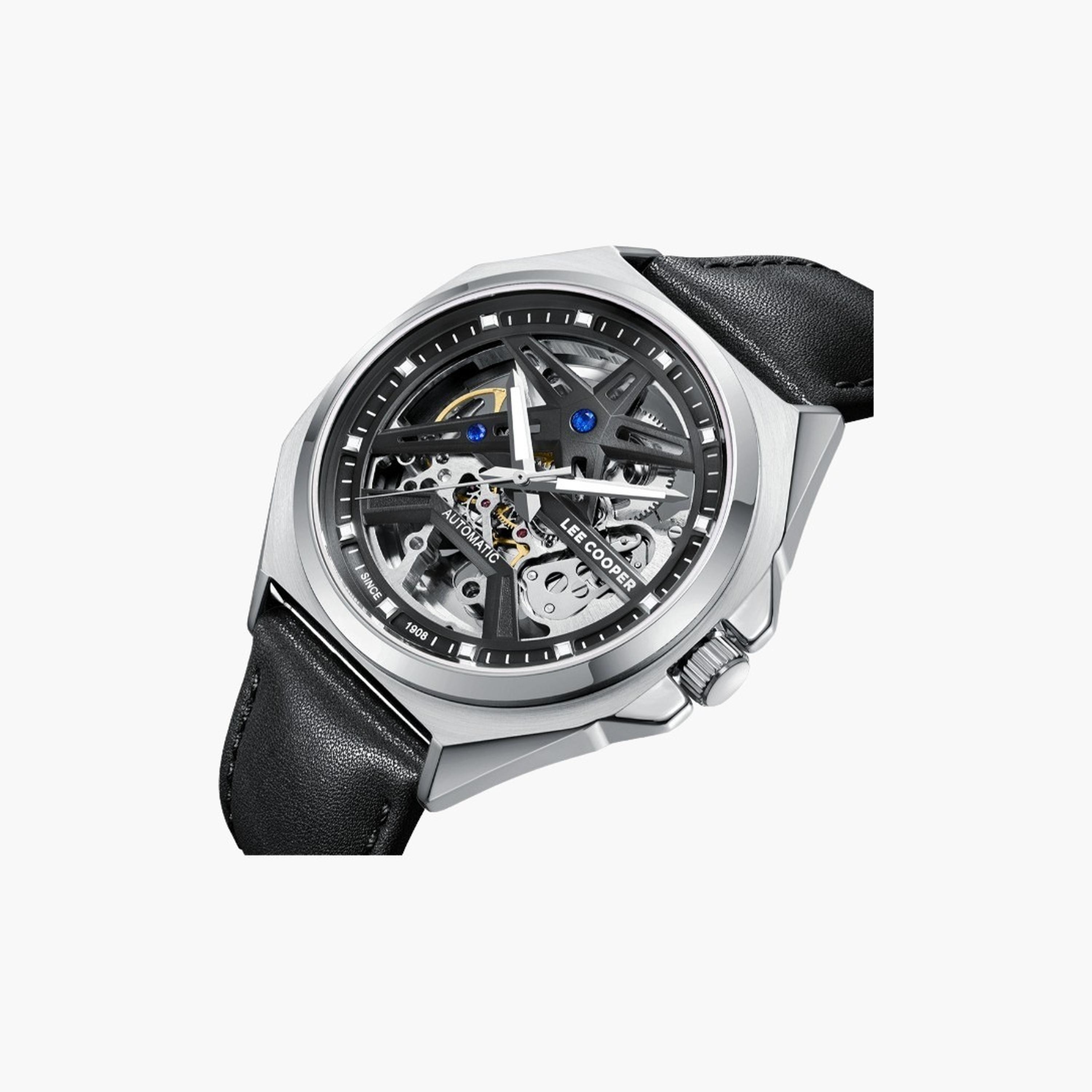 Lee Cooper Men's 44MM Black Automatic Leather Strap Watch | LC08103.351-men-watchesandjewellery-watches-image-5