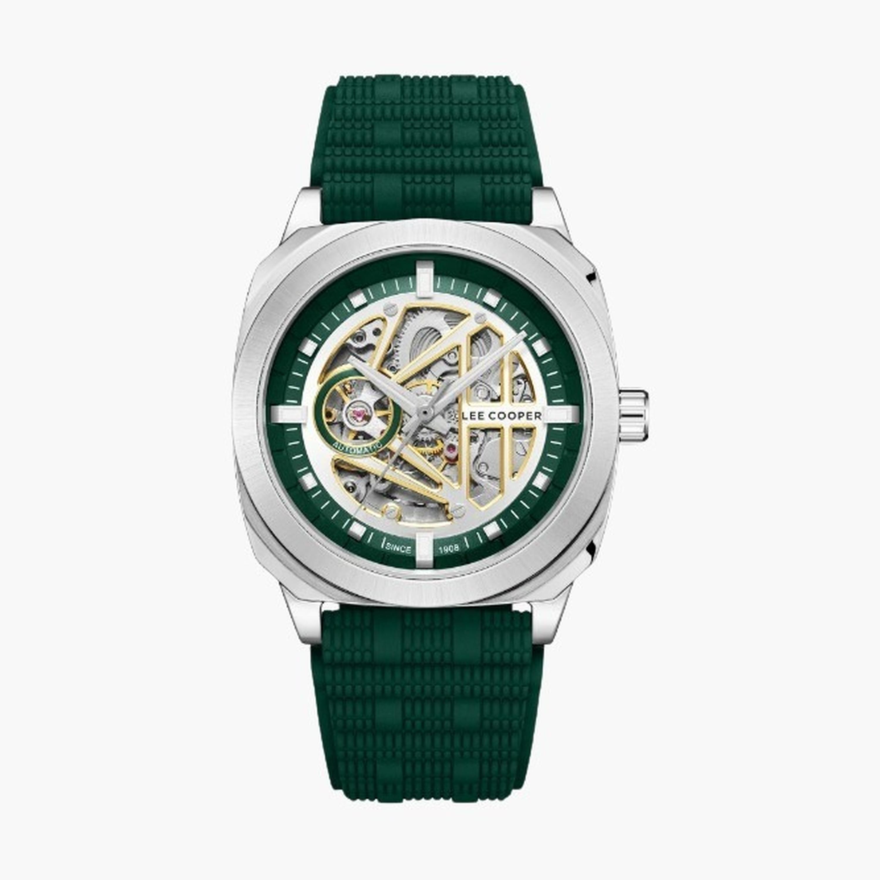 Lee Cooper Men's 41MM Green Automatic Silicone Strap Watch | LC08074.377-men-watchesandjewellery-watches-image-1