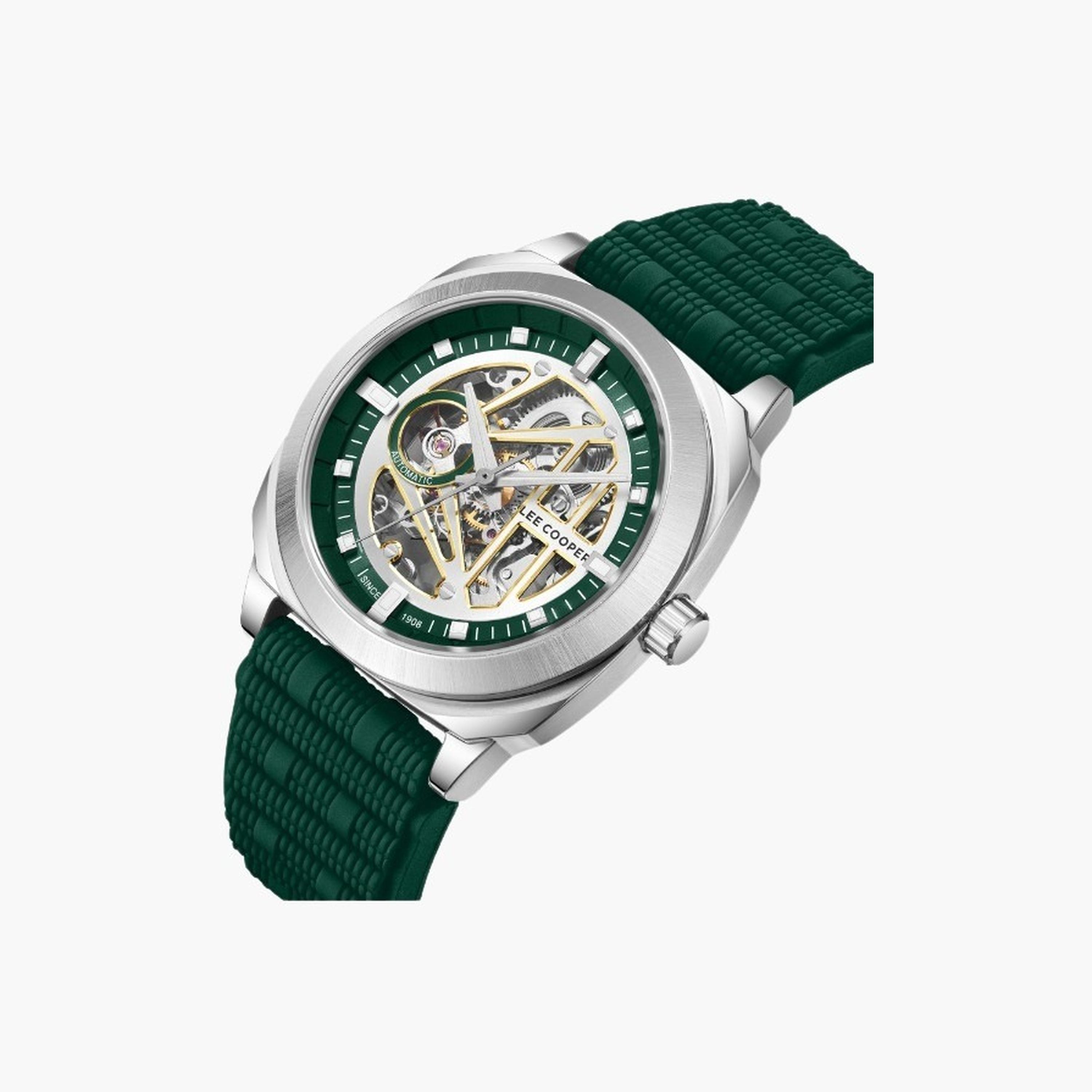 Lee Cooper Men's 41MM Green Automatic Silicone Strap Watch | LC08074.377-men-watchesandjewellery-watches-image-2