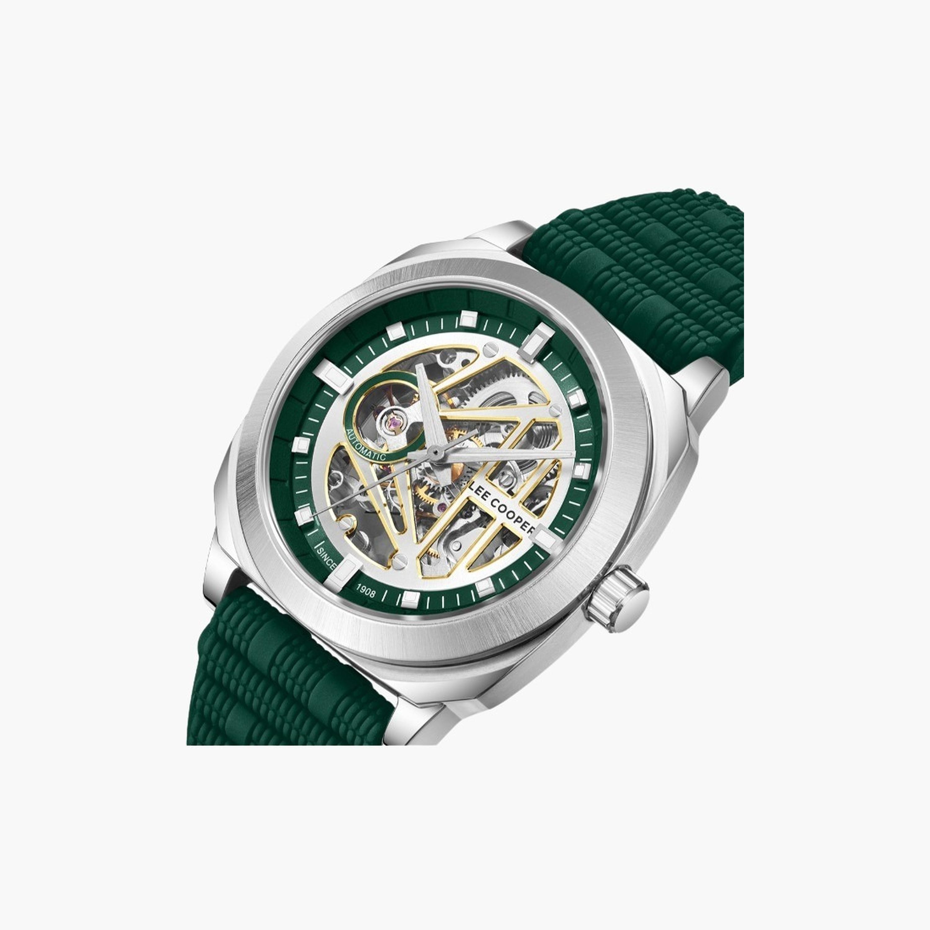Lee Cooper Men's 41MM Green Automatic Silicone Strap Watch | LC08074.377-men-watchesandjewellery-watches-image-5