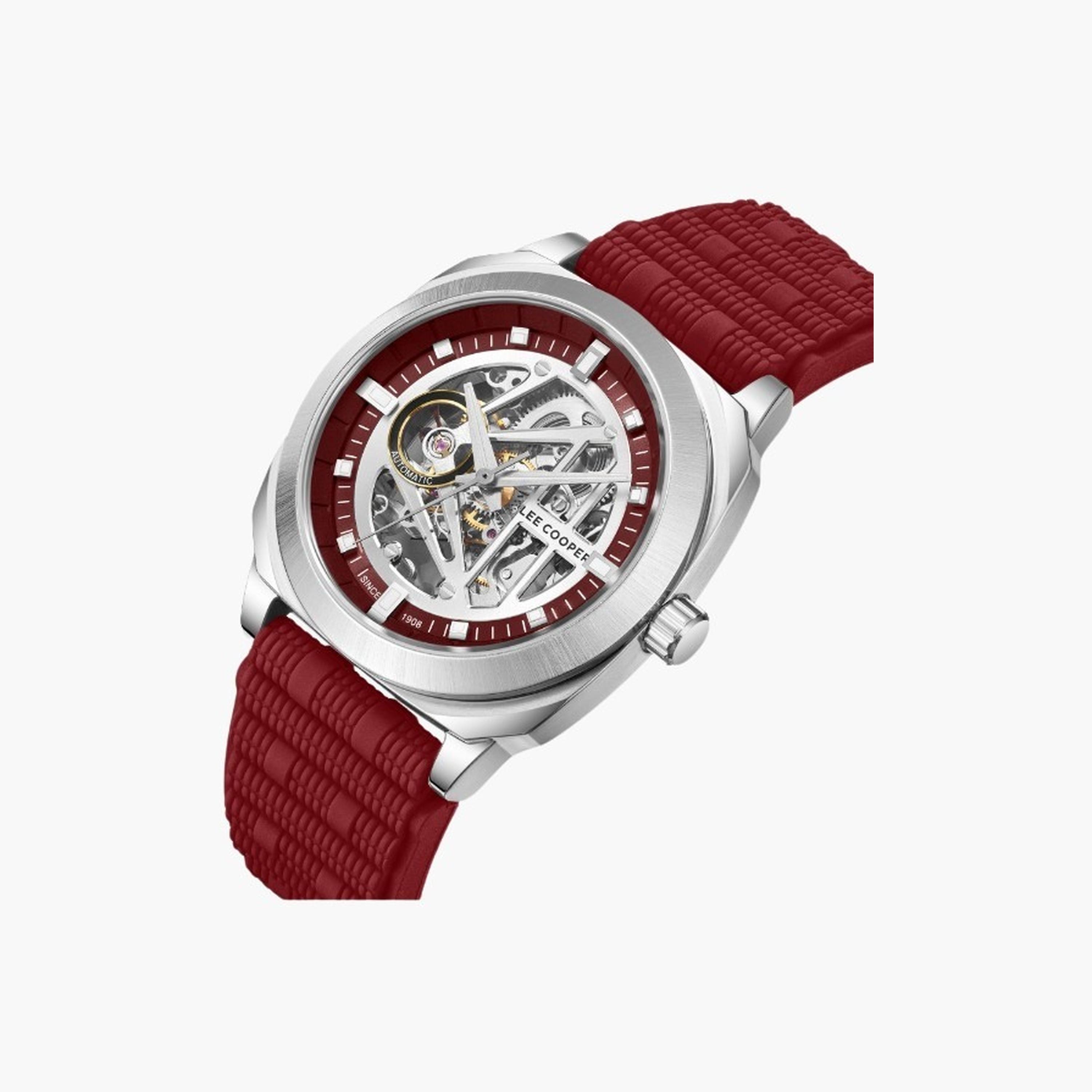 Lee Cooper Men's 41MM Red Automatic Silicone Strap Watch | LC08074.388-men-watchesandjewellery-watches-image-2