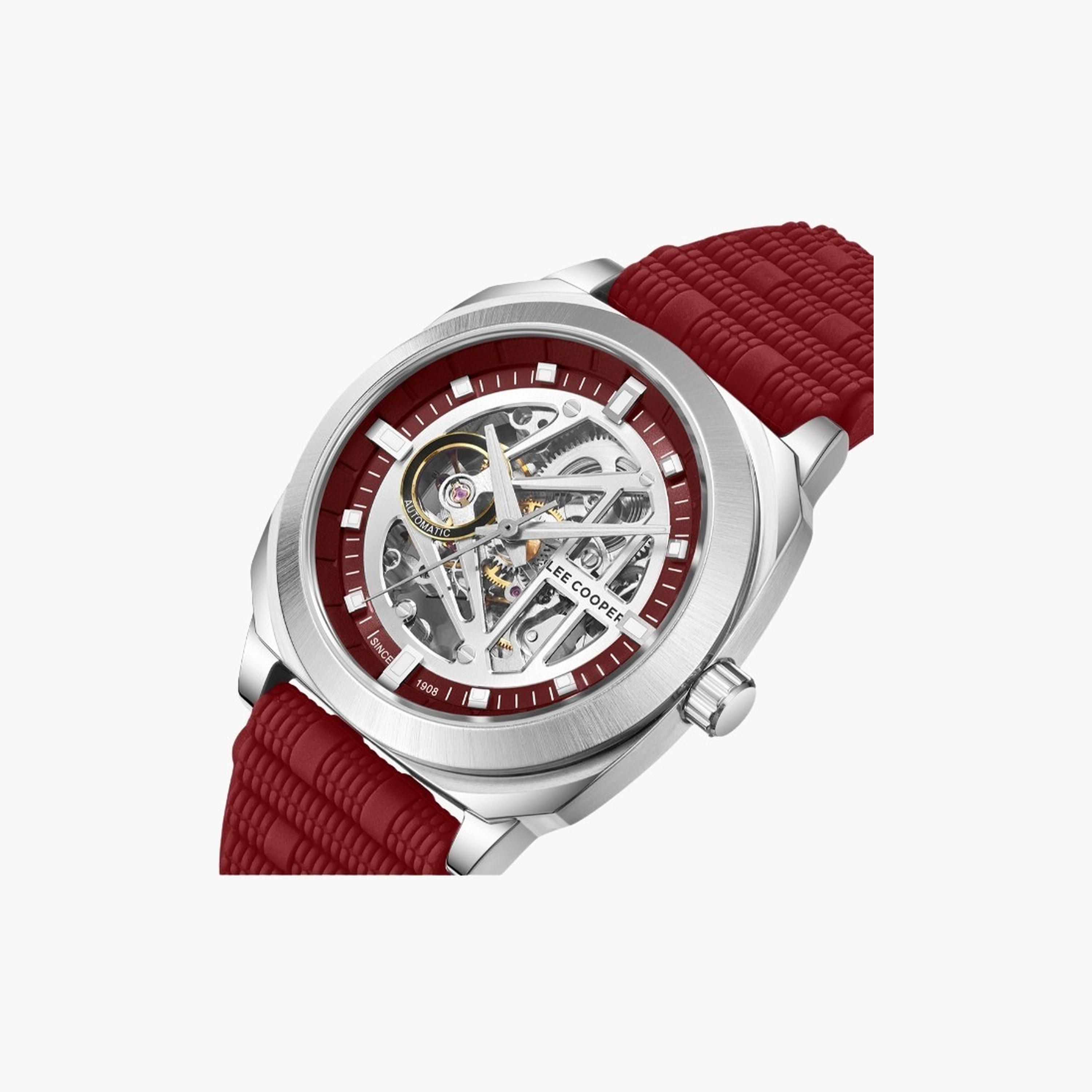 Lee Cooper Men's 41MM Red Automatic Silicone Strap Watch | LC08074.388-men-watchesandjewellery-watches-image-5