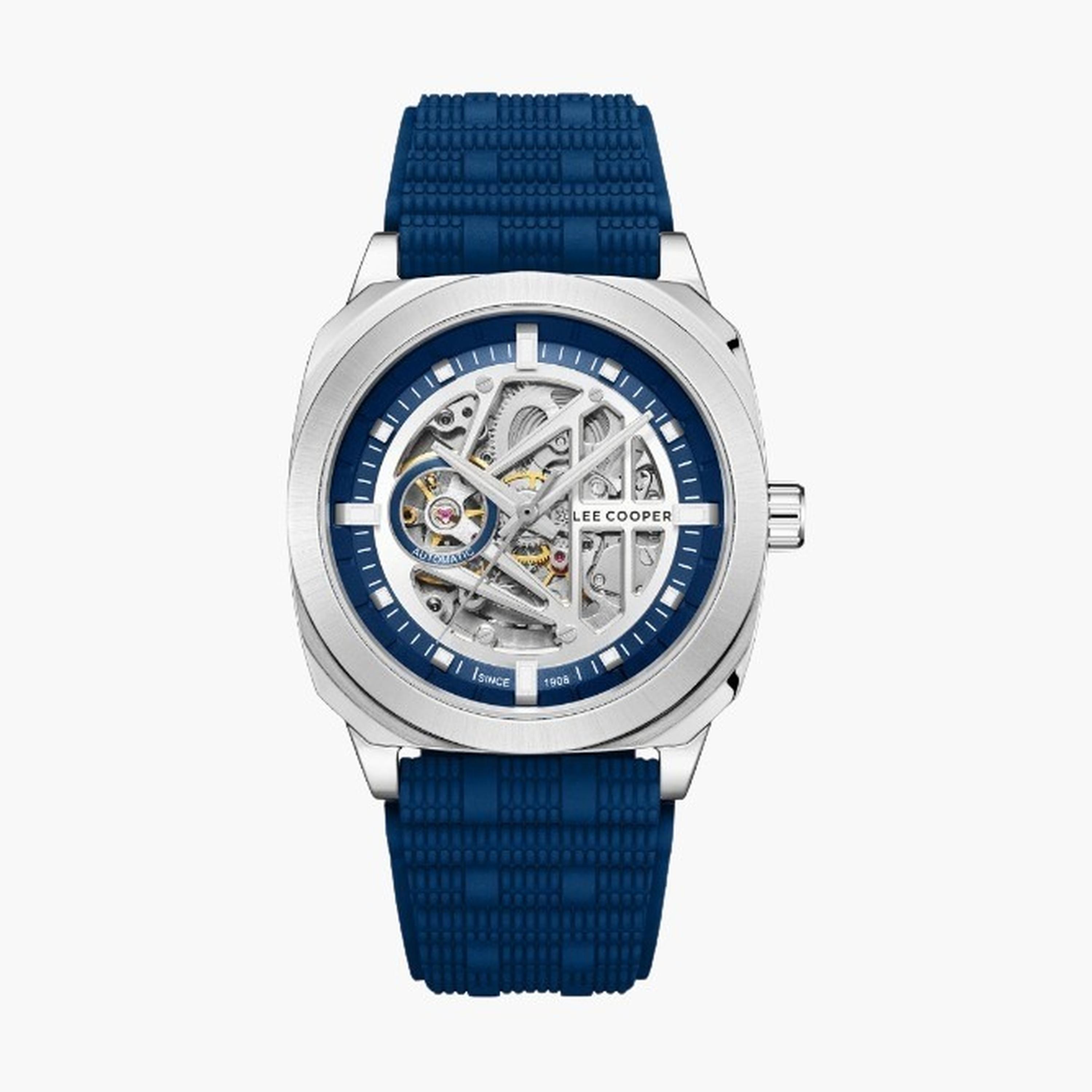 لي كوبر- ساعة رجالية 41 مم أوتوماتيكية سوار سيليكون لون أزرق-men-watchesandjewellery-watches-image-1