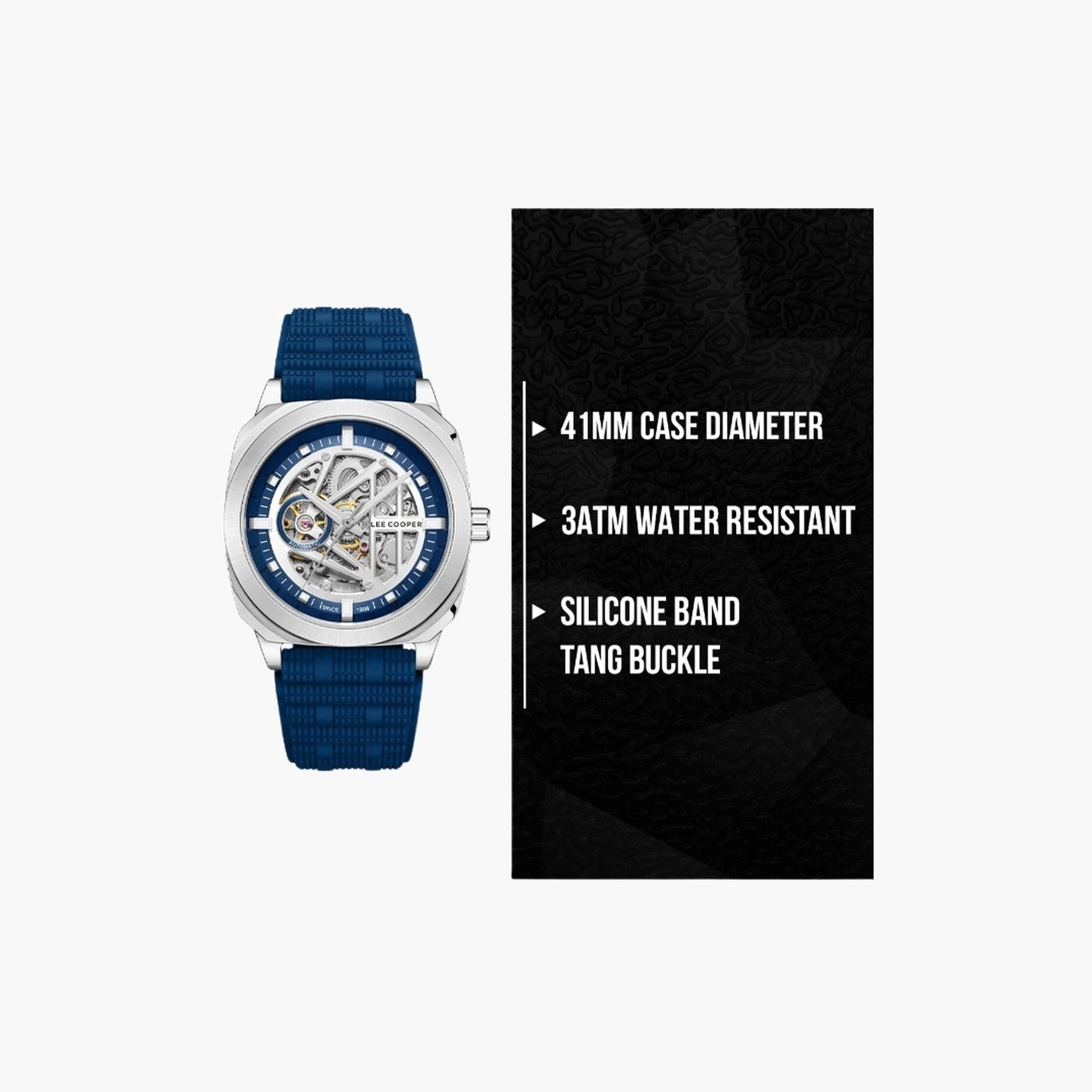 لي كوبر- ساعة رجالية 41 مم أوتوماتيكية سوار سيليكون لون أزرق-men-watchesandjewellery-watches-image-9
