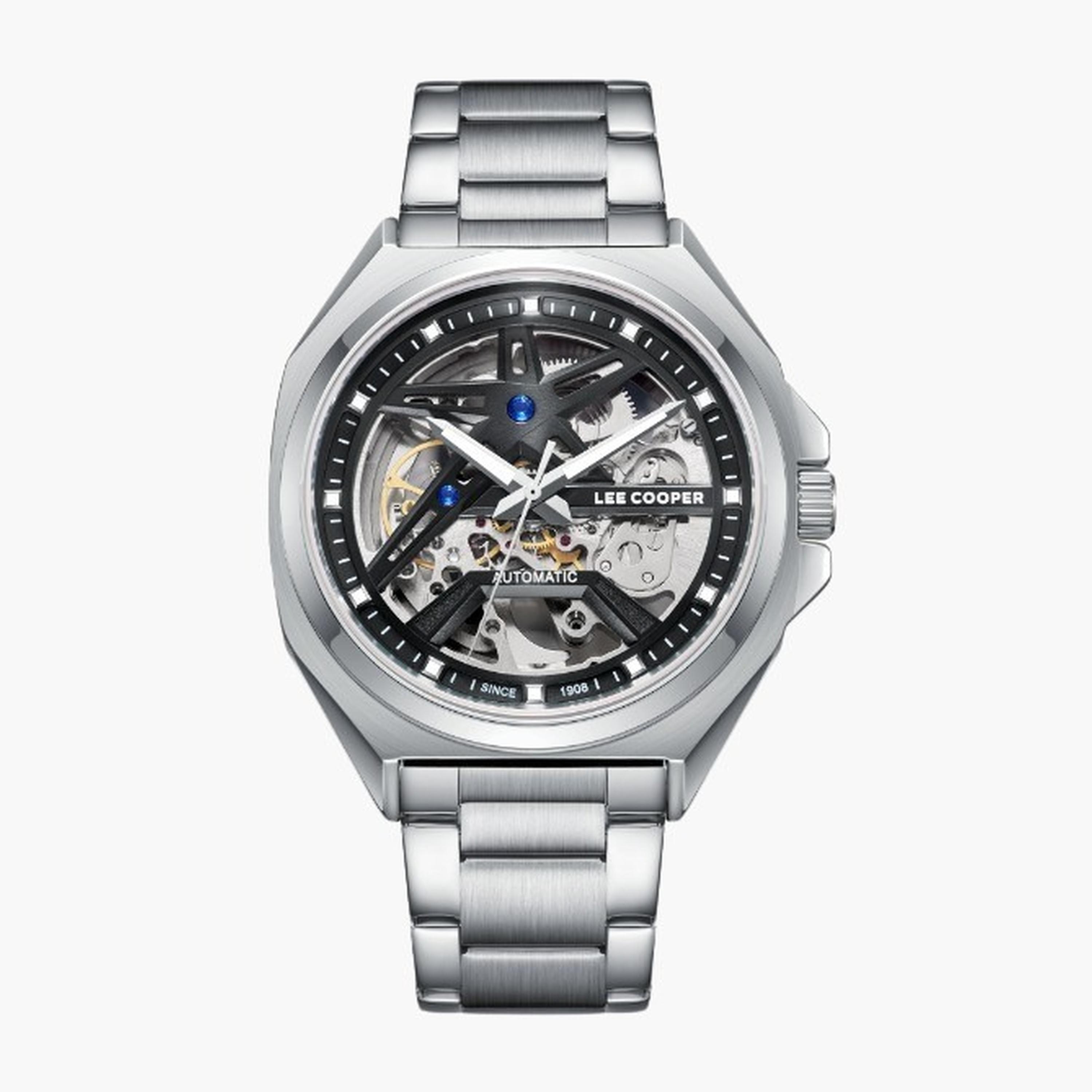 Lee Cooper Men's 44MM Silver Automatic Metal Strap Watch | LC08097.330-men-watchesandjewellery-watches-image-1