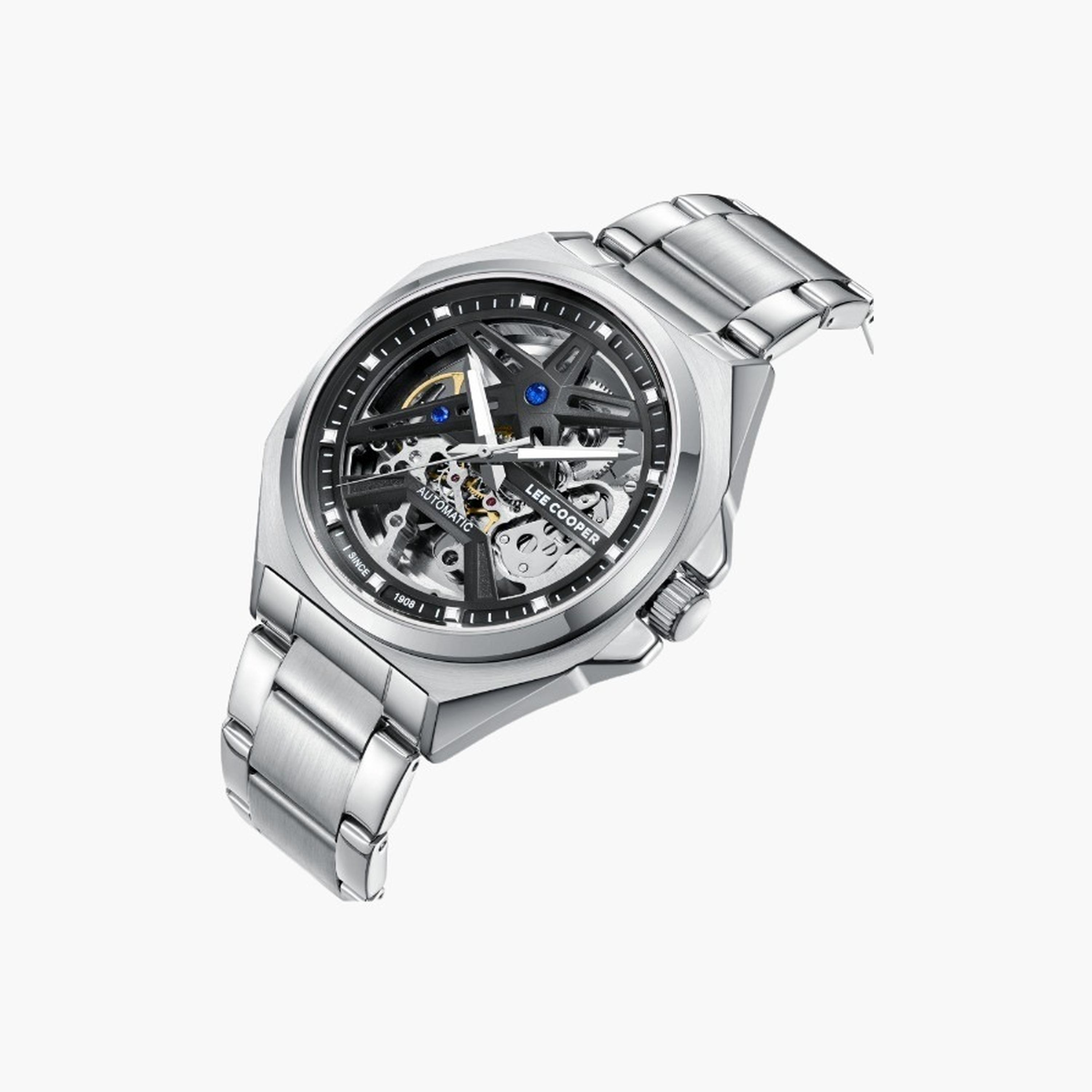 Lee Cooper Men's 44MM Silver Automatic Metal Strap Watch | LC08097.330-men-watchesandjewellery-watches-image-2