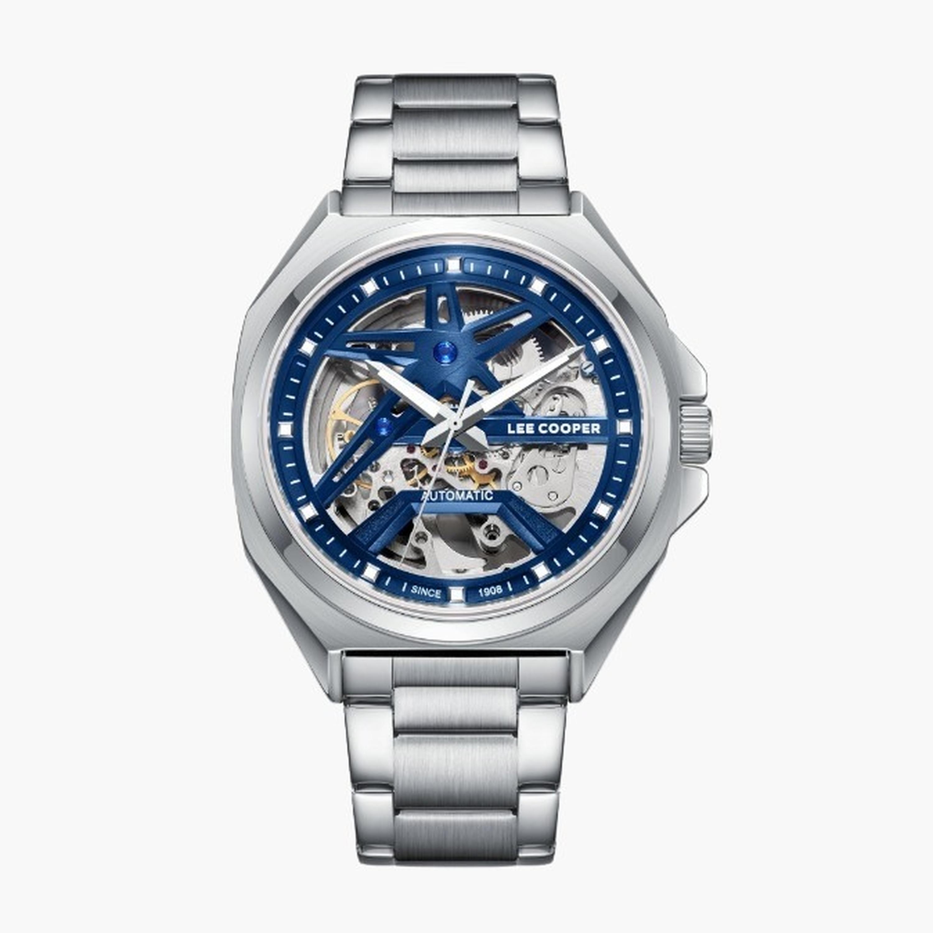 لي كوبر- ساعة رجالية 44 مم أوتوماتيكية سوار معدني لون أزرق-men-watchesandjewellery-watches-image-1
