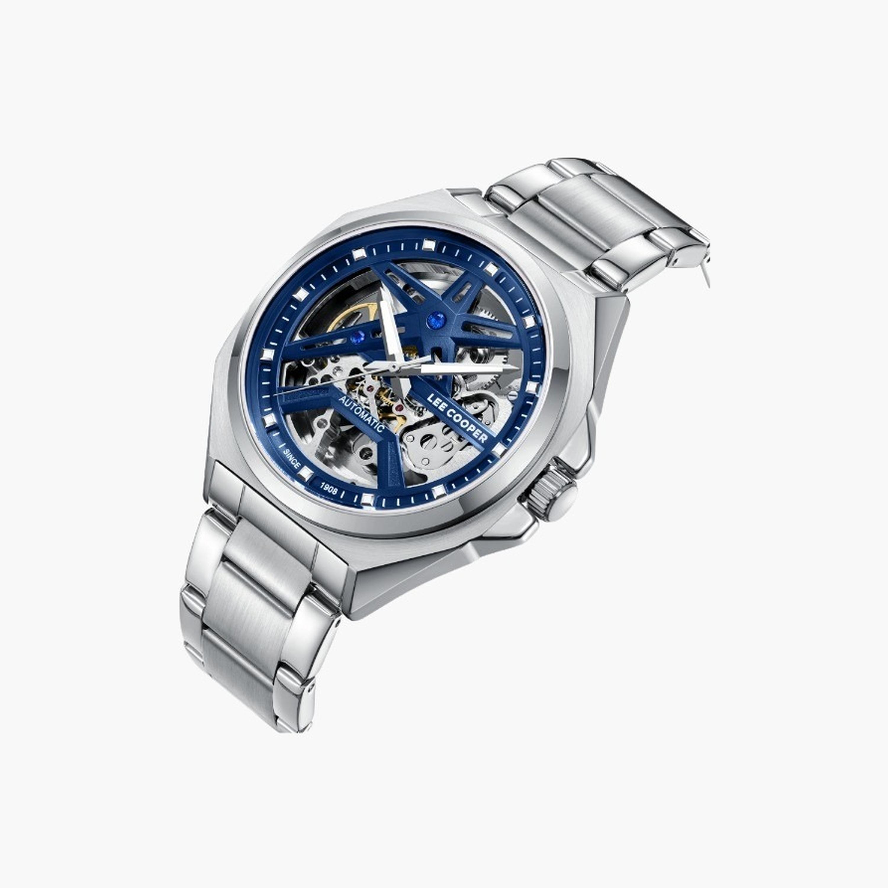 لي كوبر- ساعة رجالية 44 مم أوتوماتيكية سوار معدني لون أزرق-men-watchesandjewellery-watches-image-2