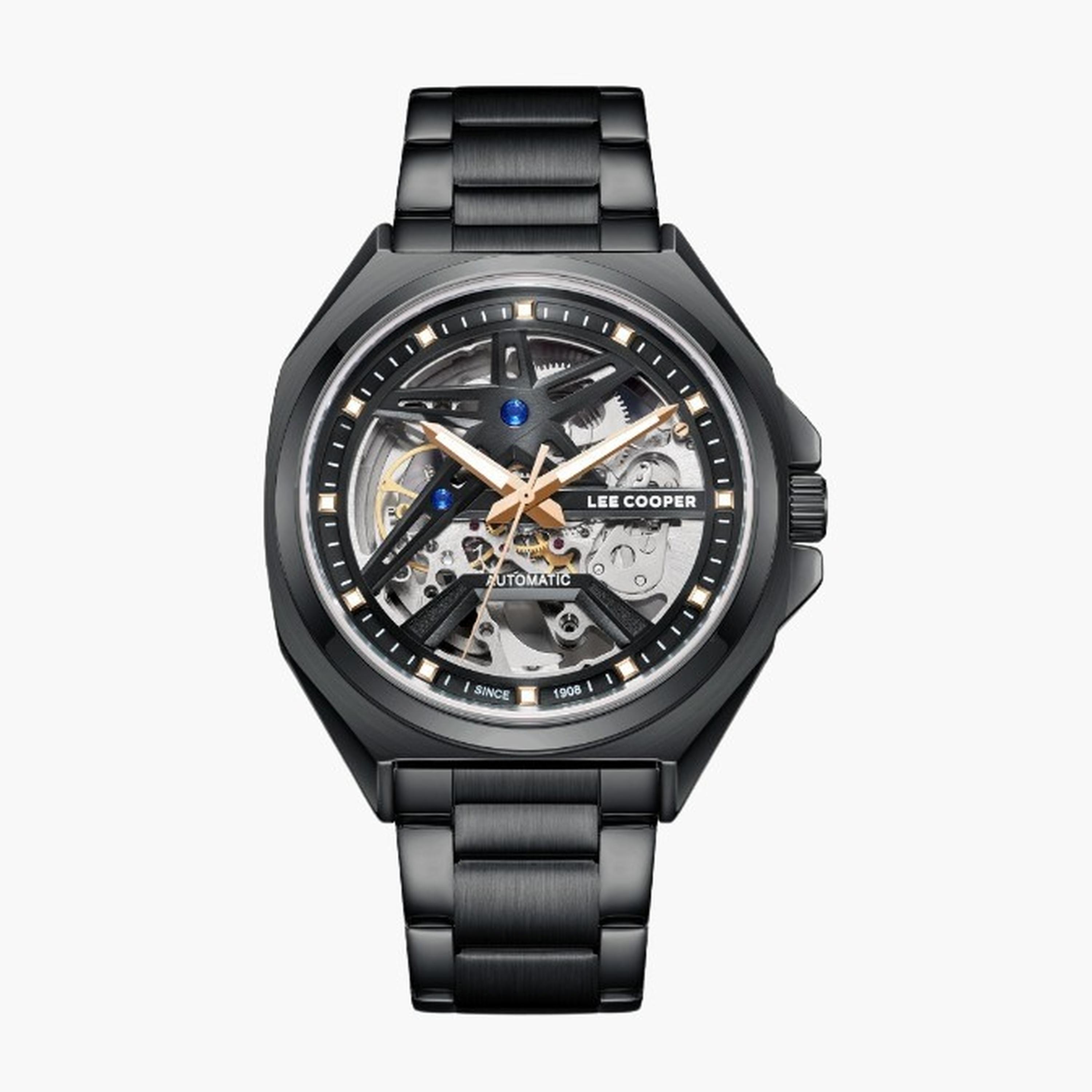 Lee Cooper Men's 44MM Black Automatic Metal Strap Watch | LC08097.060-men-watchesandjewellery-watches-image-1