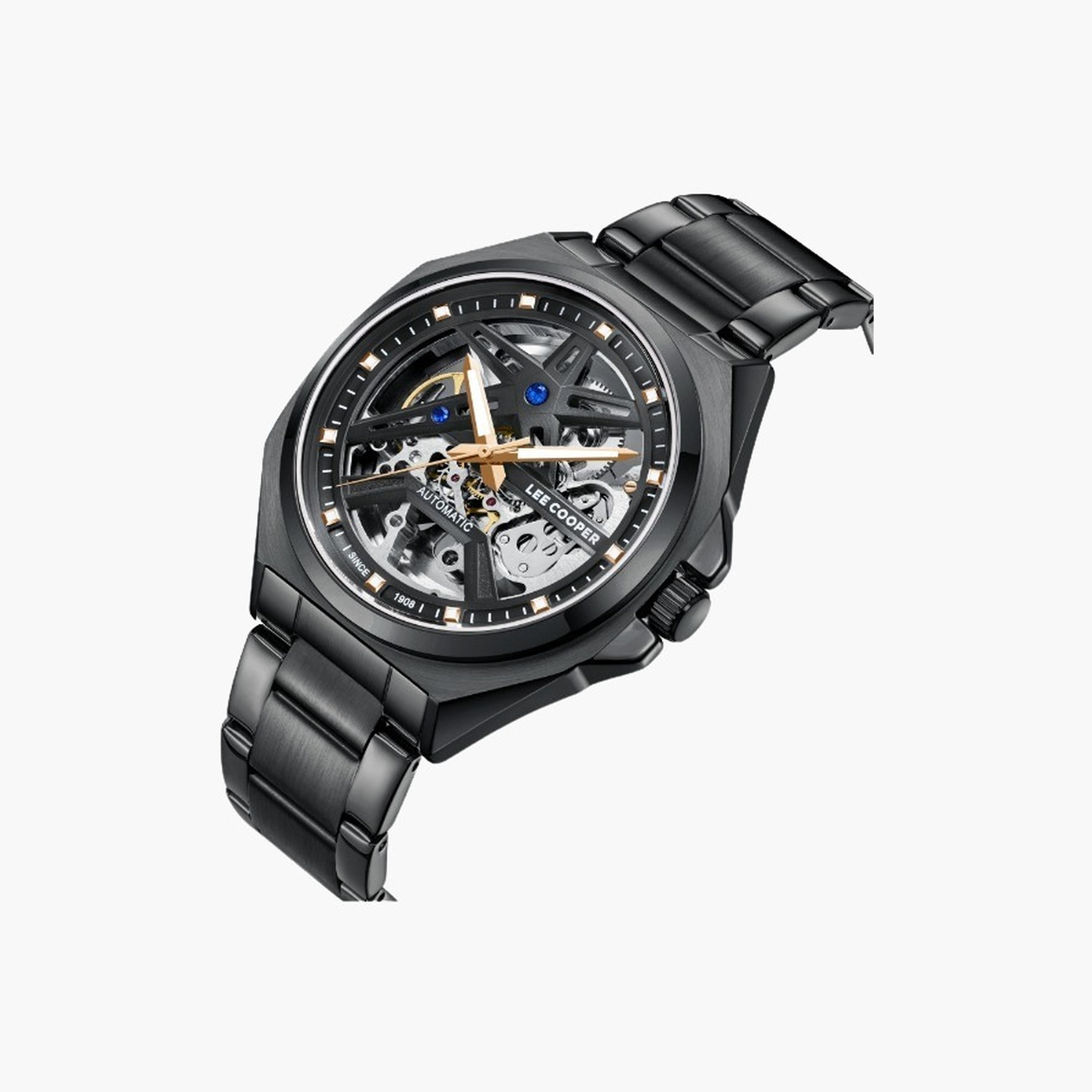 Lee Cooper Men's 44MM Black Automatic Metal Strap Watch | LC08097.060-men-watchesandjewellery-watches-image-2