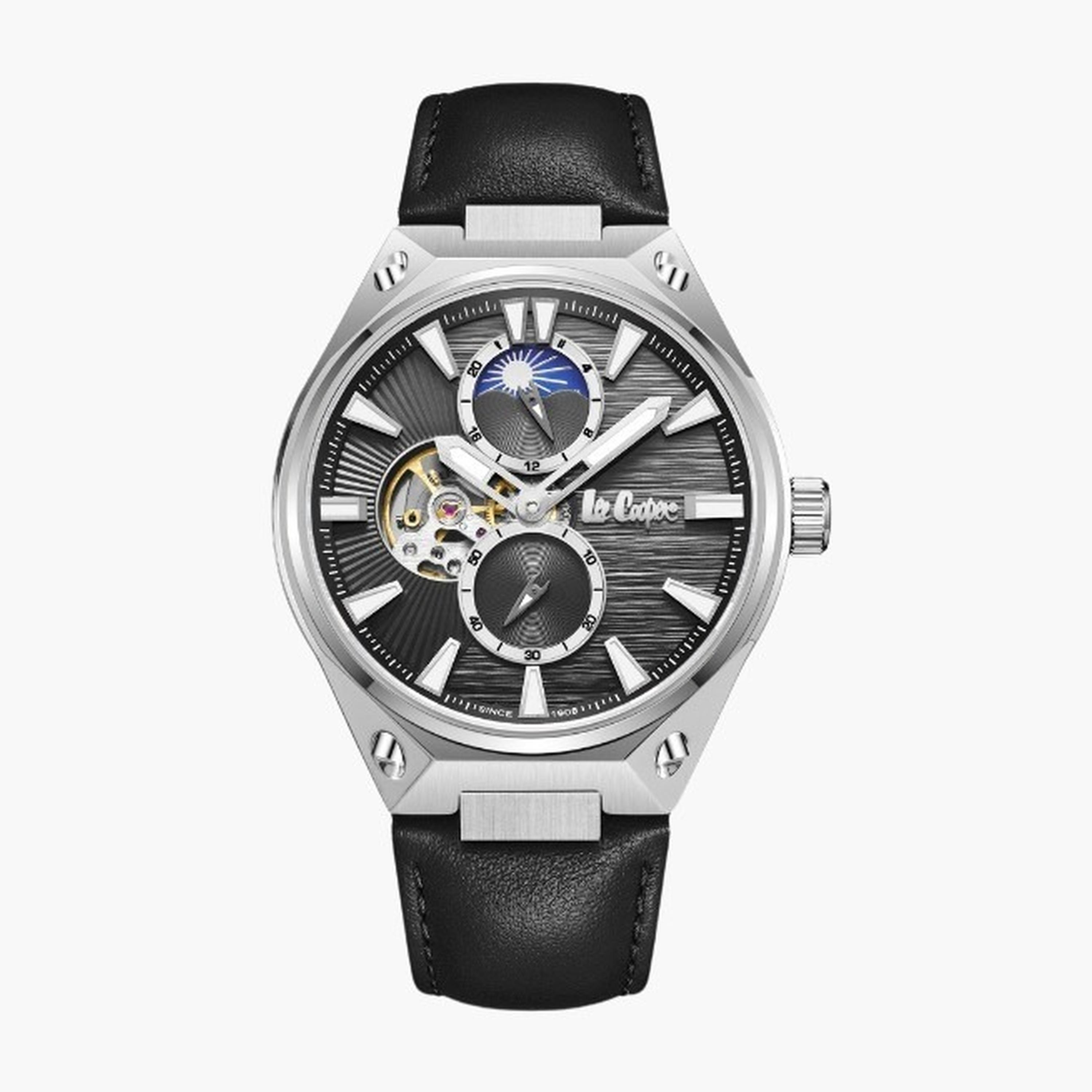 Lee Cooper Men's 45MM Black Automatic Leather Strap Watch | LC08122.351-men-watchesandjewellery-watches-image-1