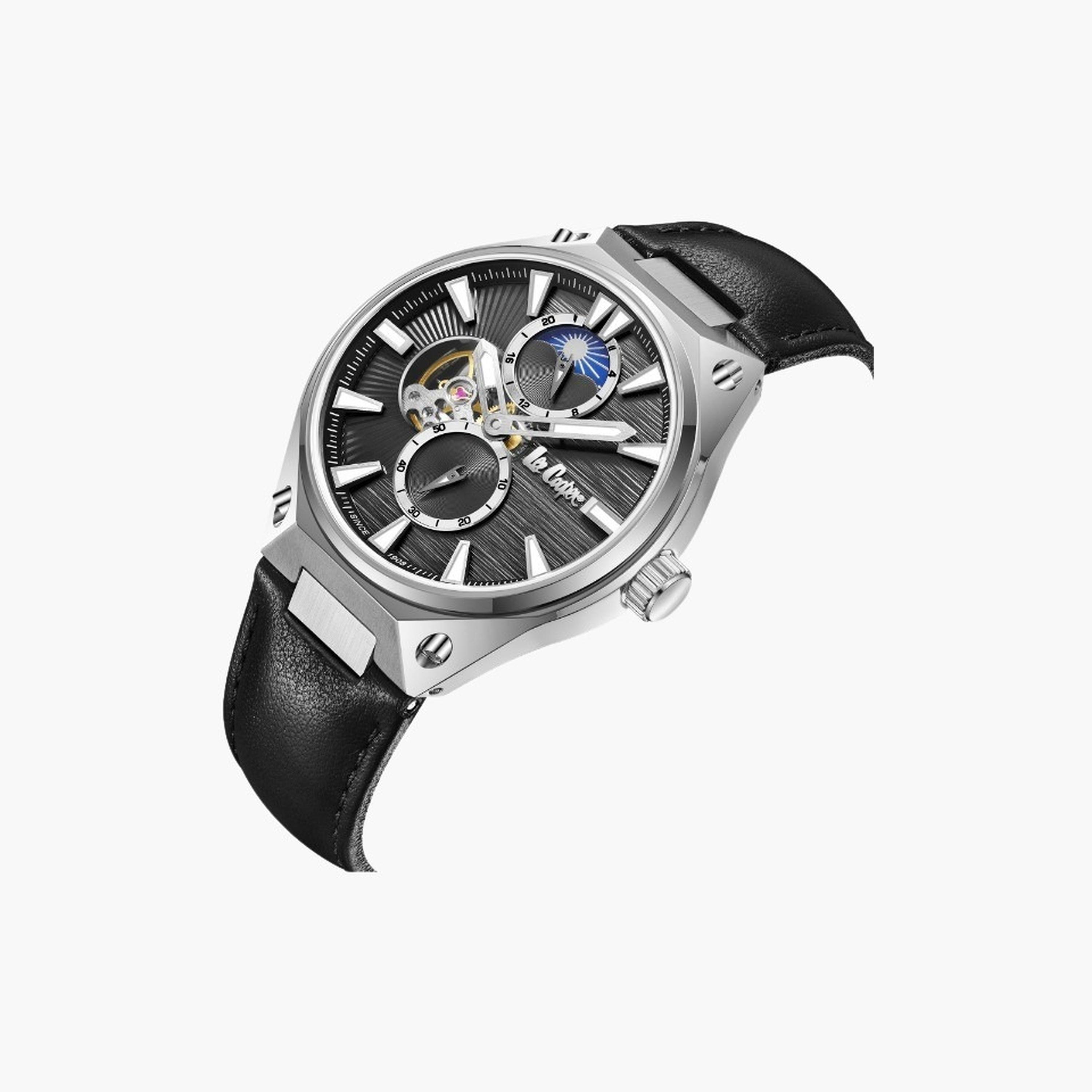 Lee Cooper Men's 45MM Black Automatic Leather Strap Watch | LC08122.351-men-watchesandjewellery-watches-image-4