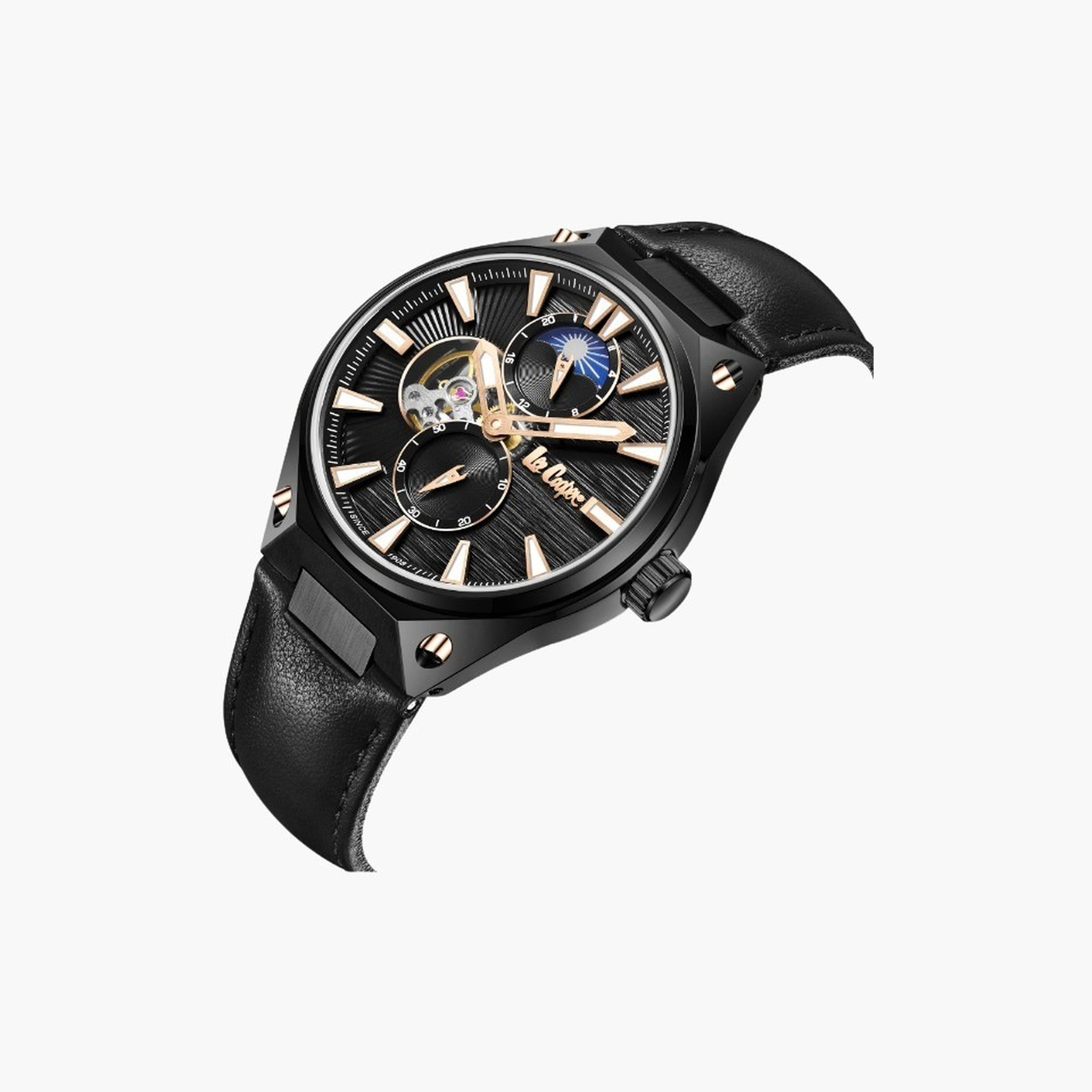 Lee Cooper Men's 45MM Black Automatic Leather Strap Watch | LC08122.051-men-watchesandjewellery-watches-image-4