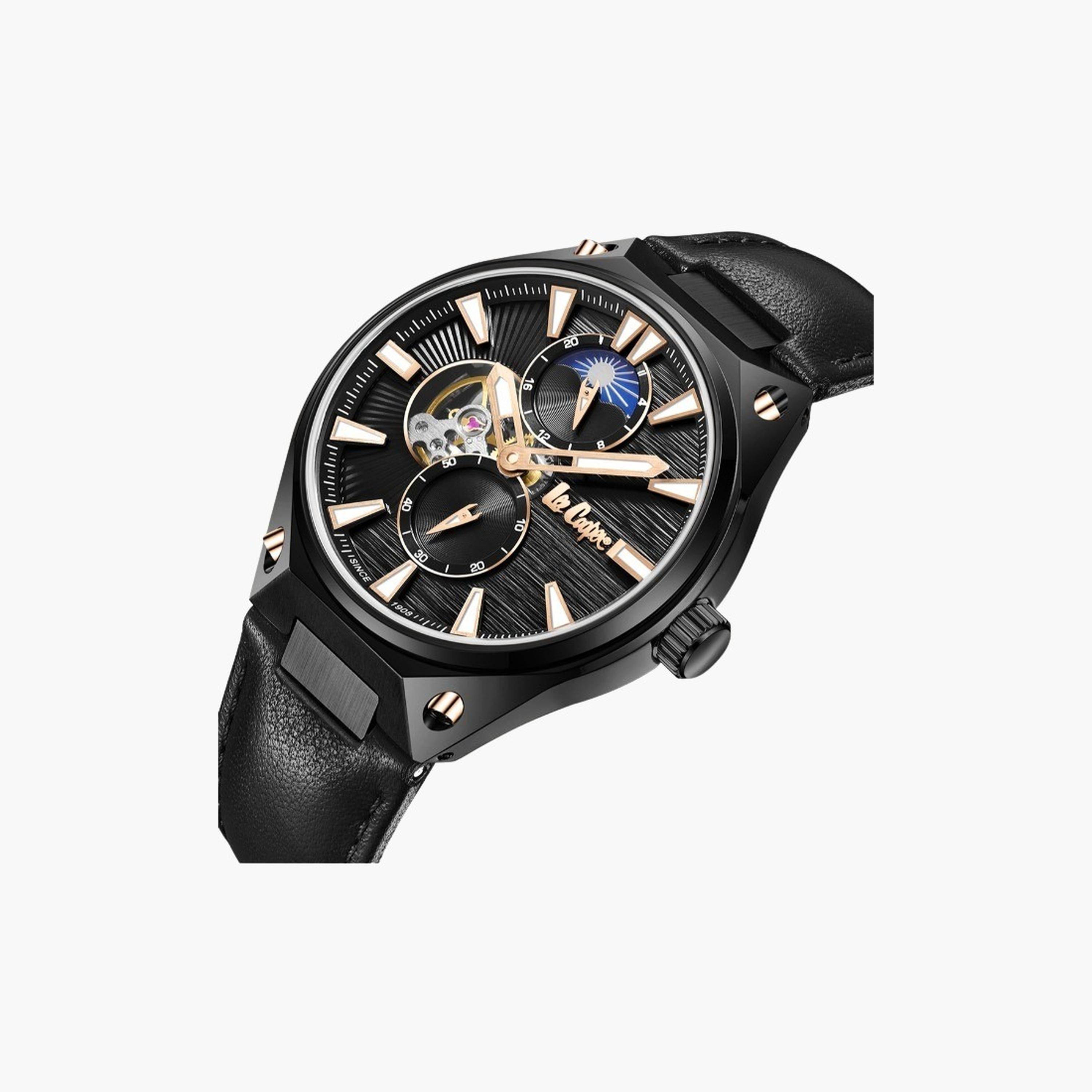 Lee Cooper Men's 45MM Black Automatic Leather Strap Watch | LC08122.051-men-watchesandjewellery-watches-image-5
