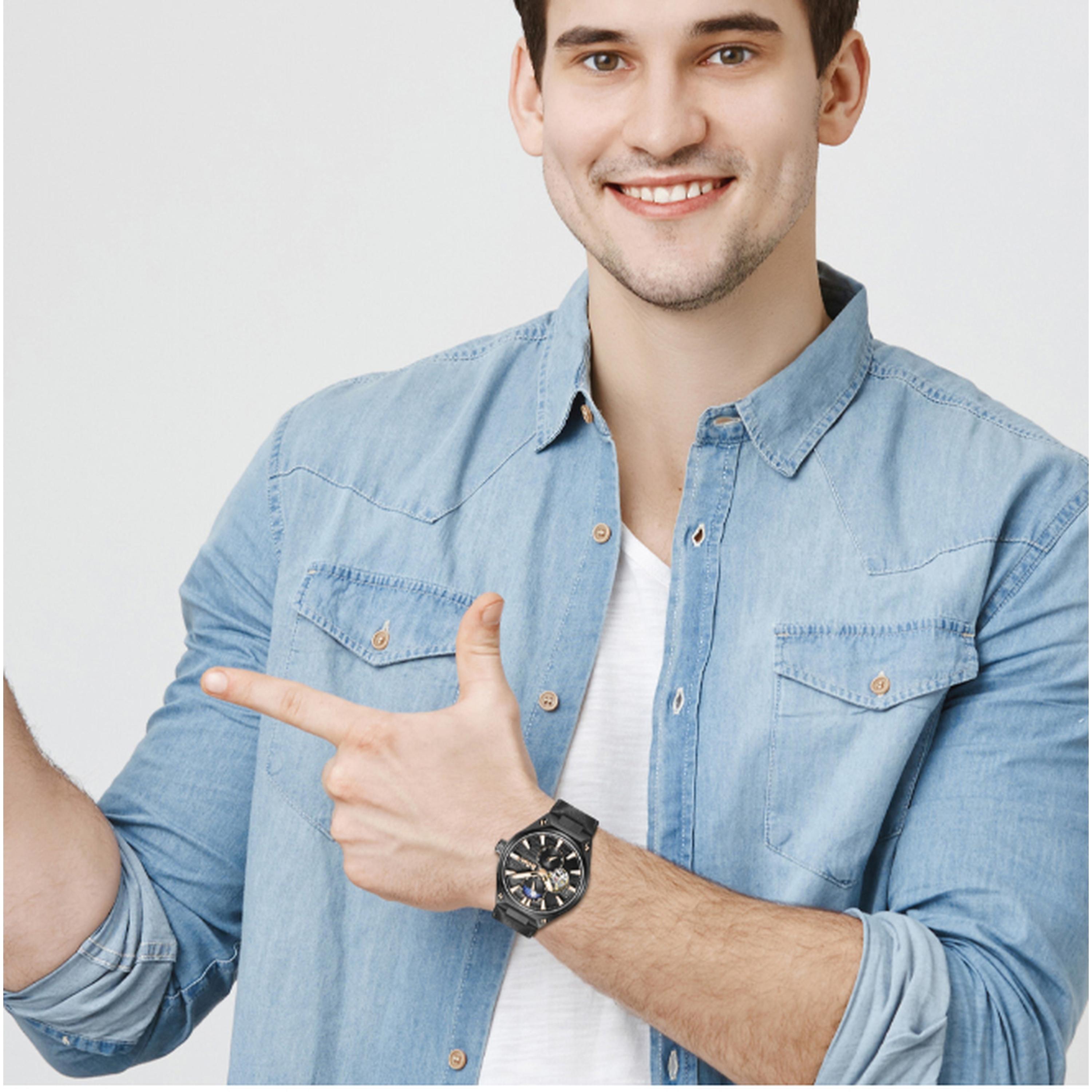 Lee Cooper Men's 45MM Black Automatic Leather Strap Watch | LC08122.051-men-watchesandjewellery-watches-image-7