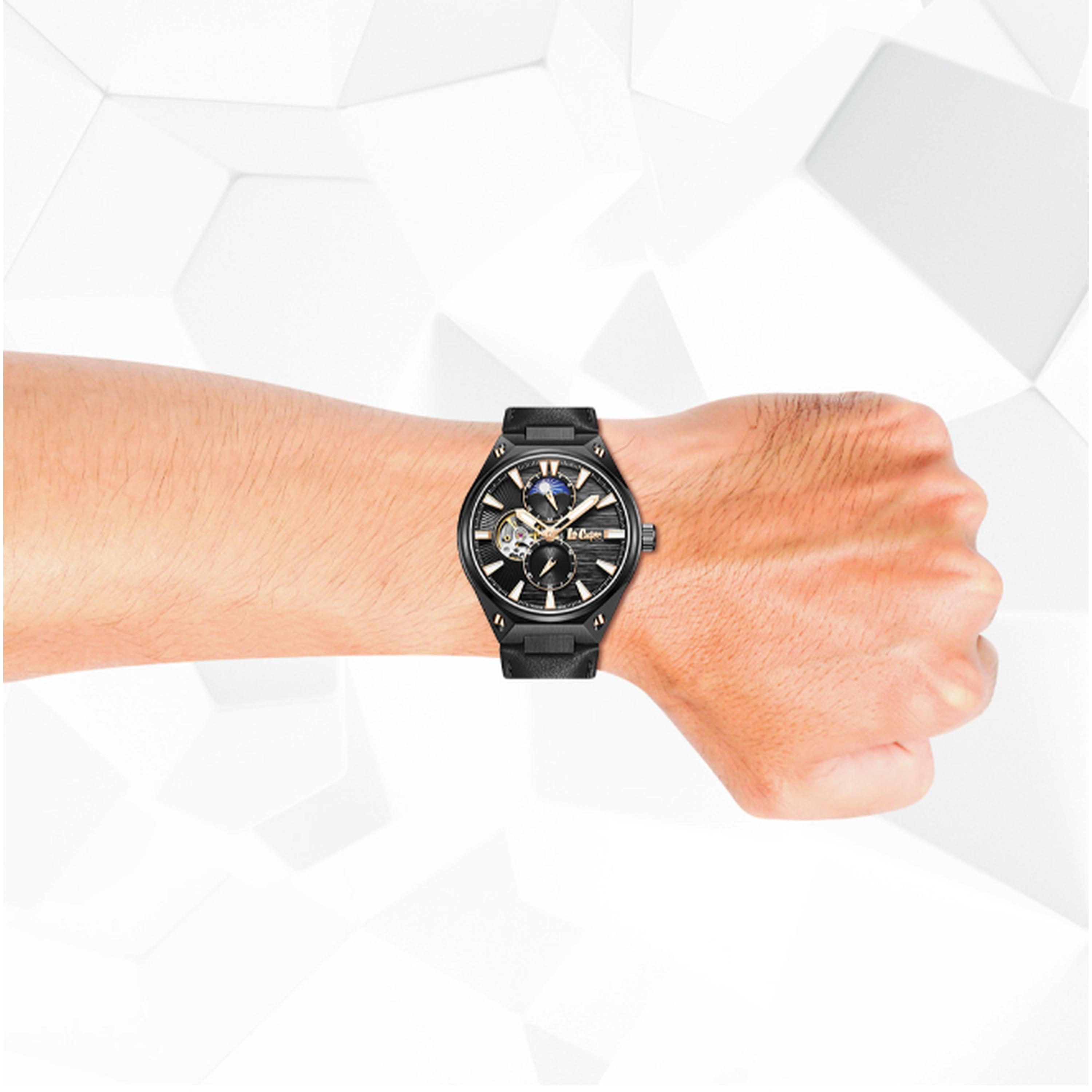 Lee Cooper Men's 45MM Black Automatic Leather Strap Watch | LC08122.051-men-watchesandjewellery-watches-image-8