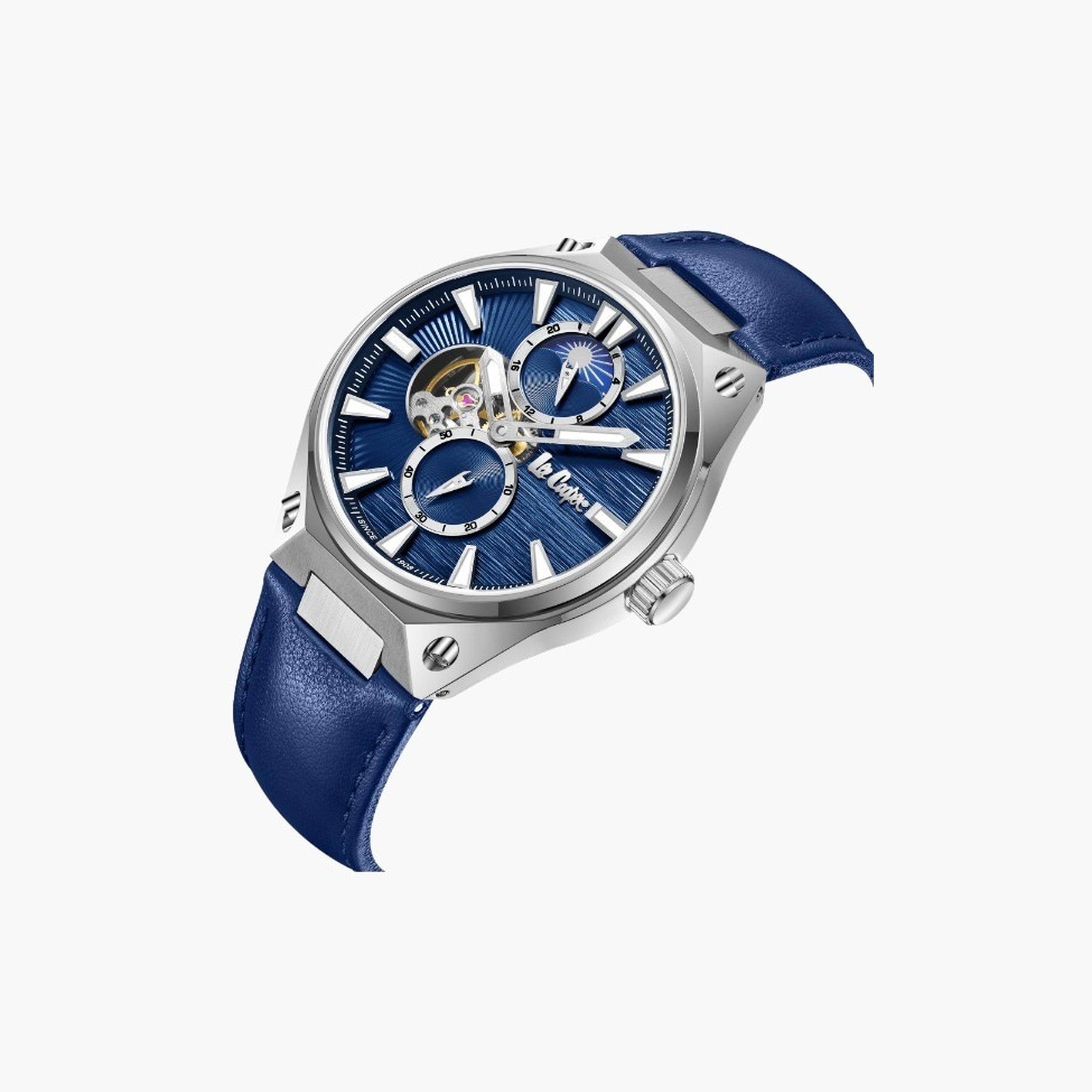 Lee Cooper Men's 45MM Blue Automatic Leather Strap Watch | LC08122.399-men-watchesandjewellery-watches-image-4