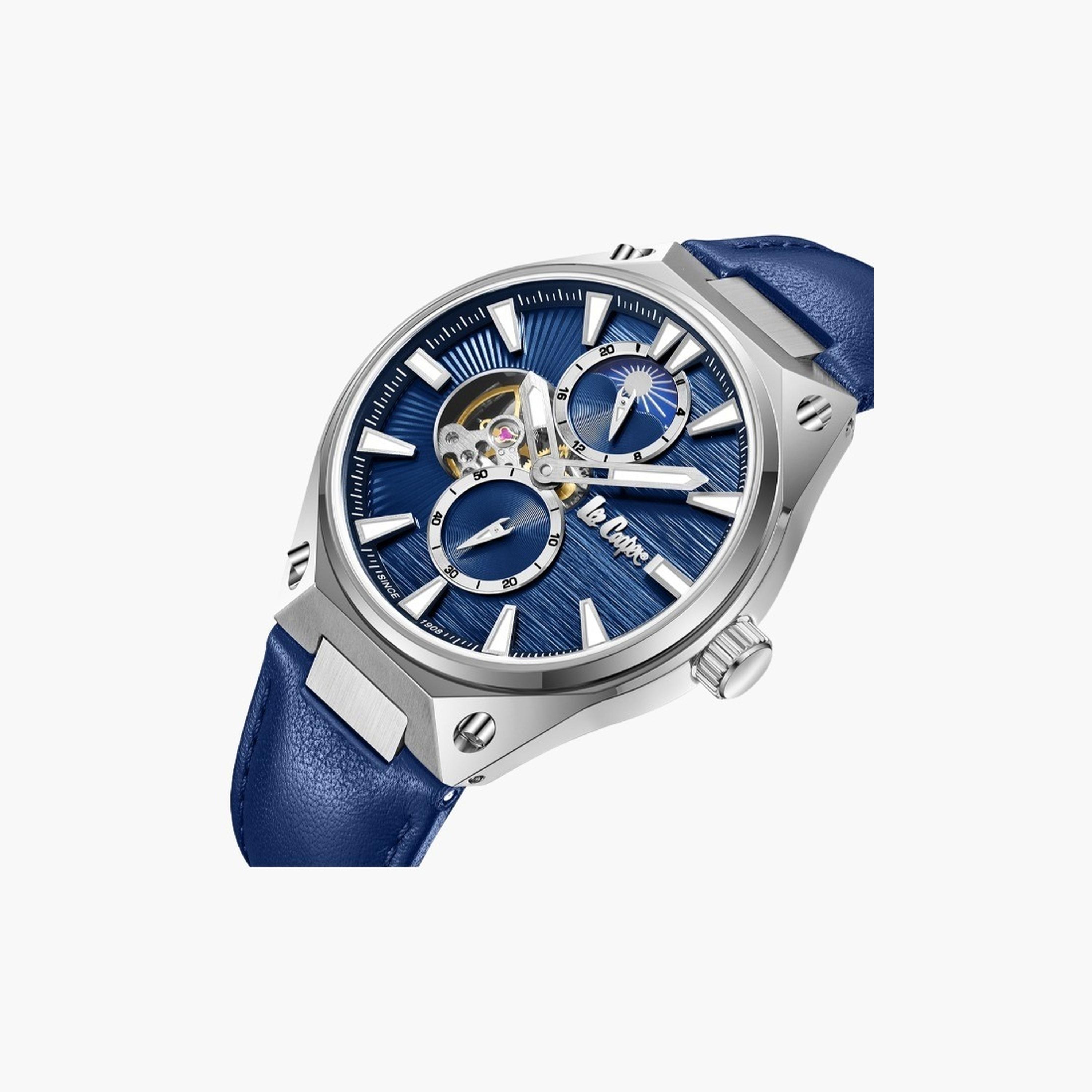 Lee Cooper Men's 45MM Blue Automatic Leather Strap Watch | LC08122.399-men-watchesandjewellery-watches-image-5