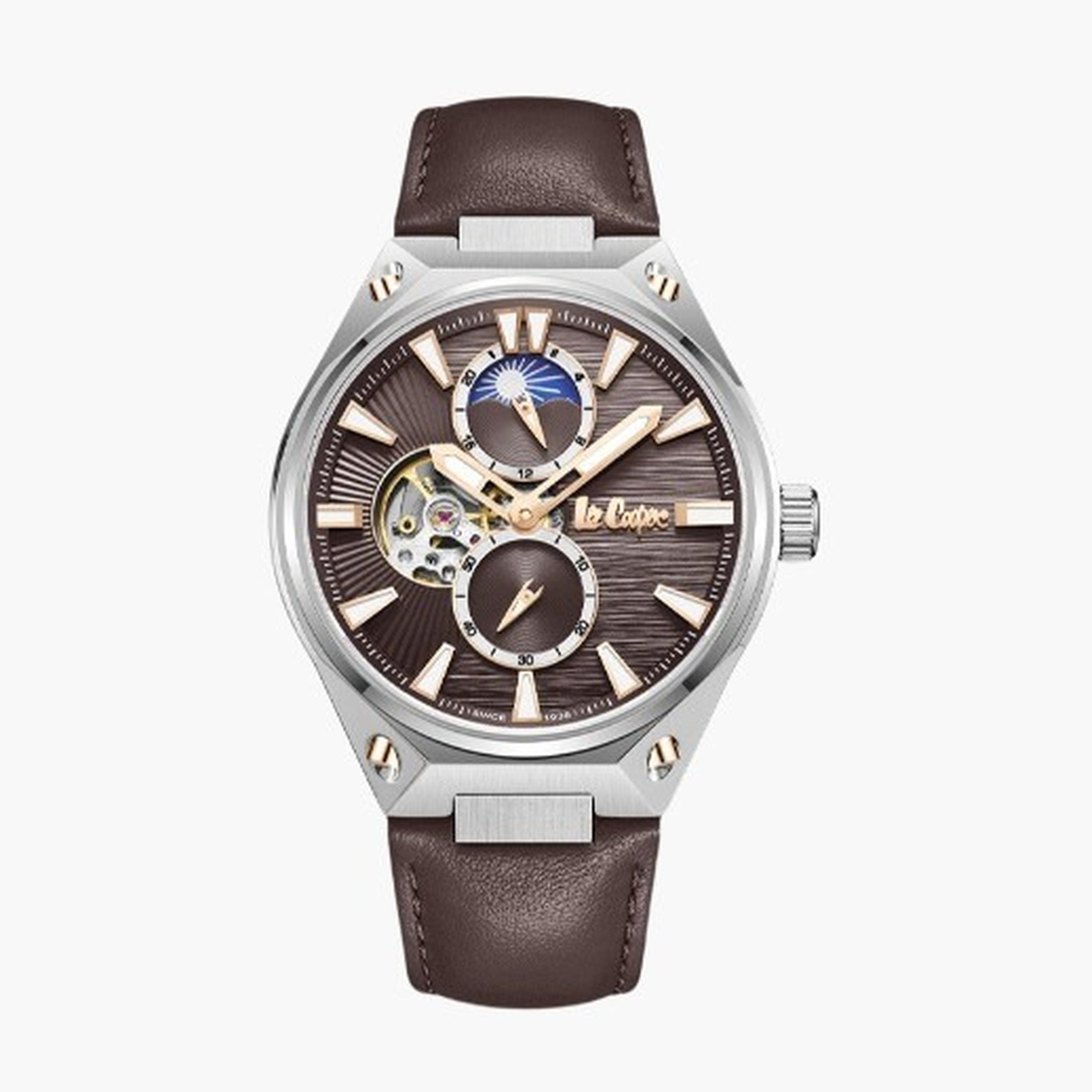 لي كوبر- ساعة رجالية 45 مم أوتوماتيكية سوار جلدي لون بني غامق-men-watchesandjewellery-watches-image-9