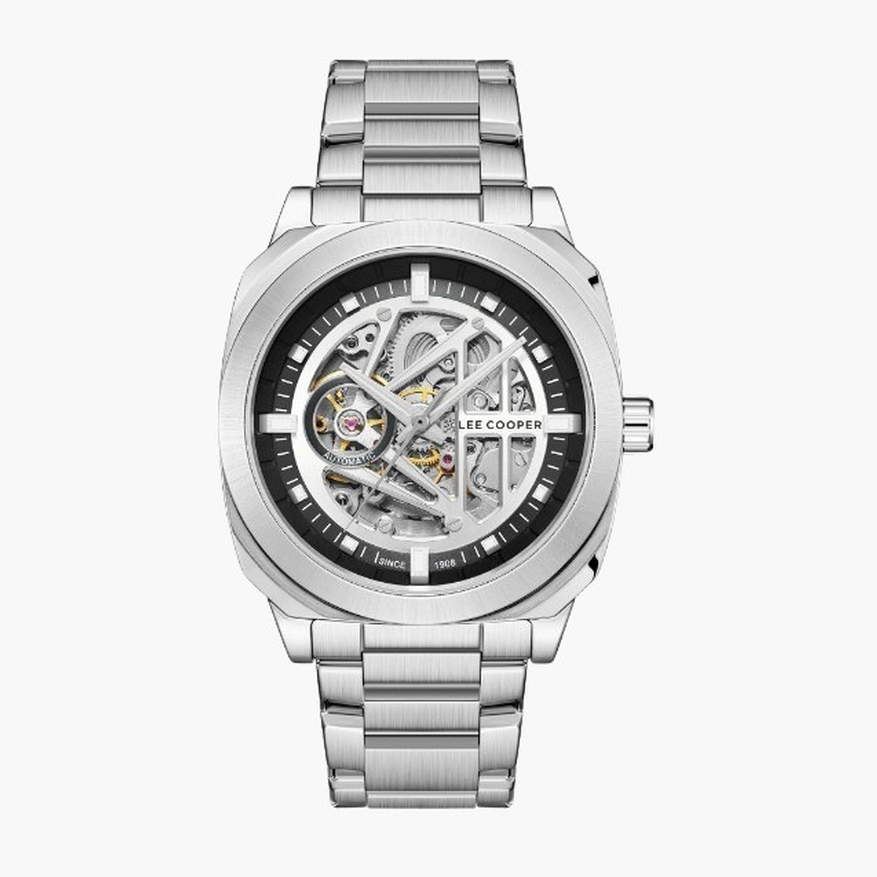 Lee Cooper Men's 41MM Silver Automatic Metal Strap Watch | LC08075.330-men-watchesandjewellery-watches-image-1