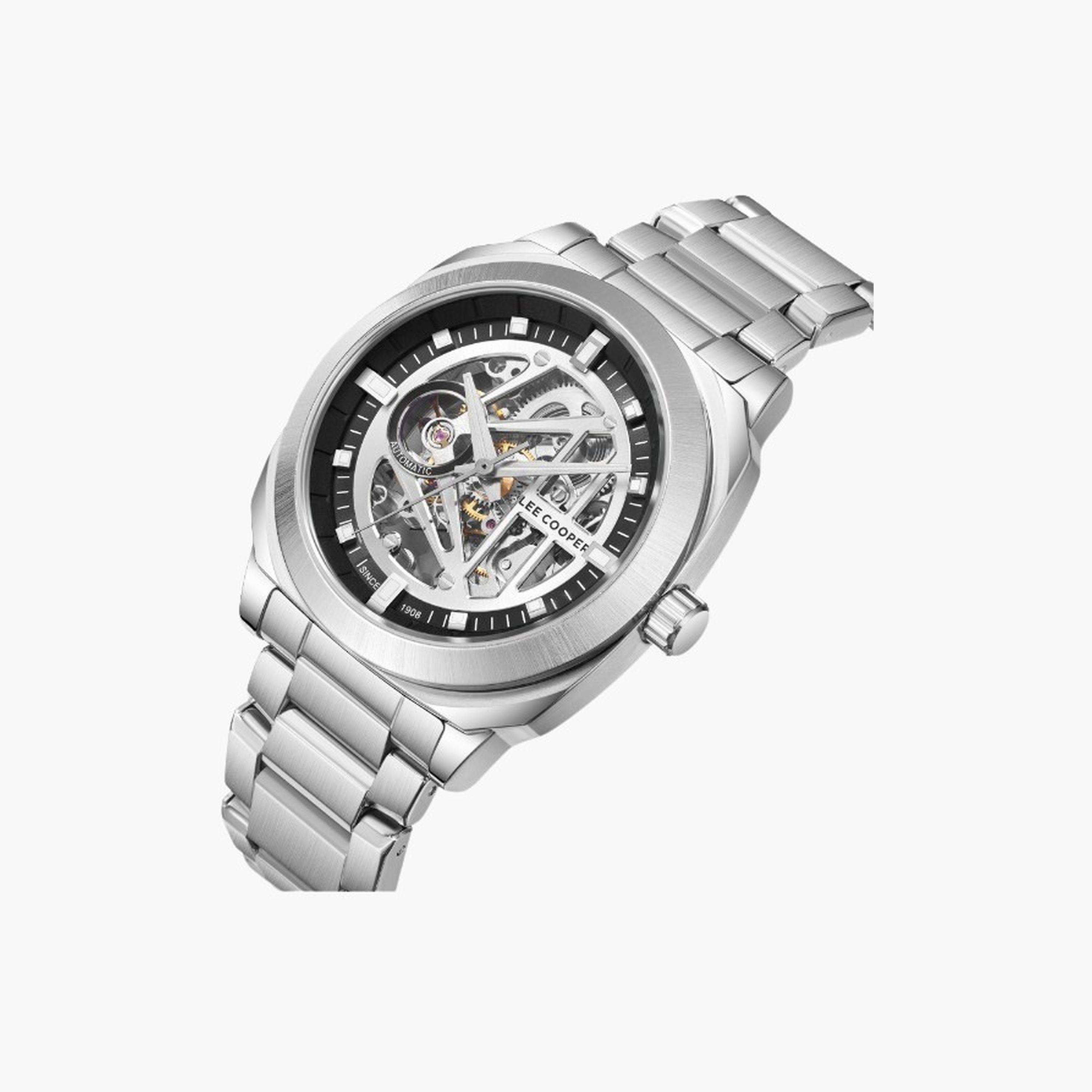 Lee Cooper Men's 41MM Silver Automatic Metal Strap Watch | LC08075.330-men-watchesandjewellery-watches-image-4