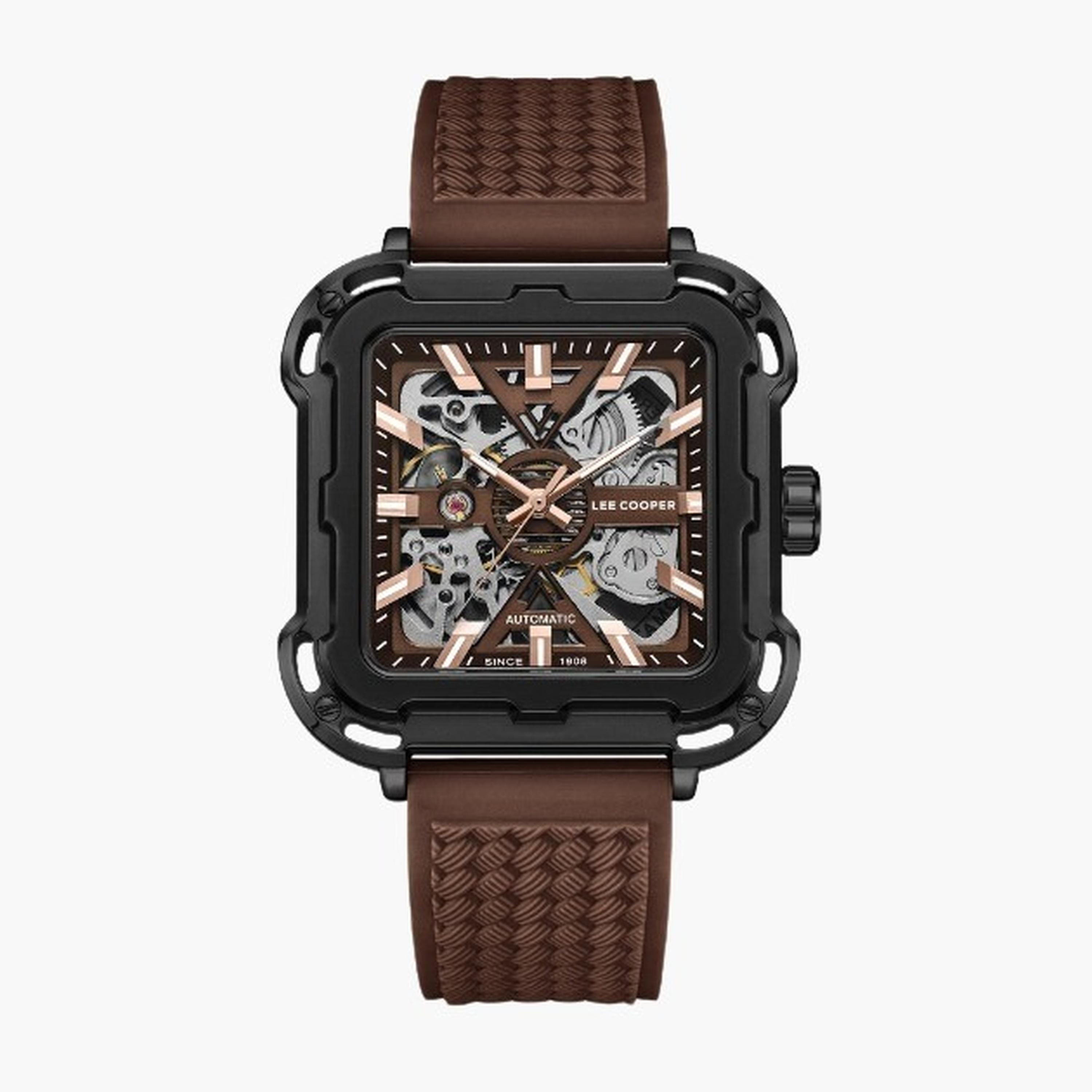 Lee Cooper Men's 49MM Brown Automatic Silicone Strap Watch | LC08072.644-men-watchesandjewellery-watches-image-1